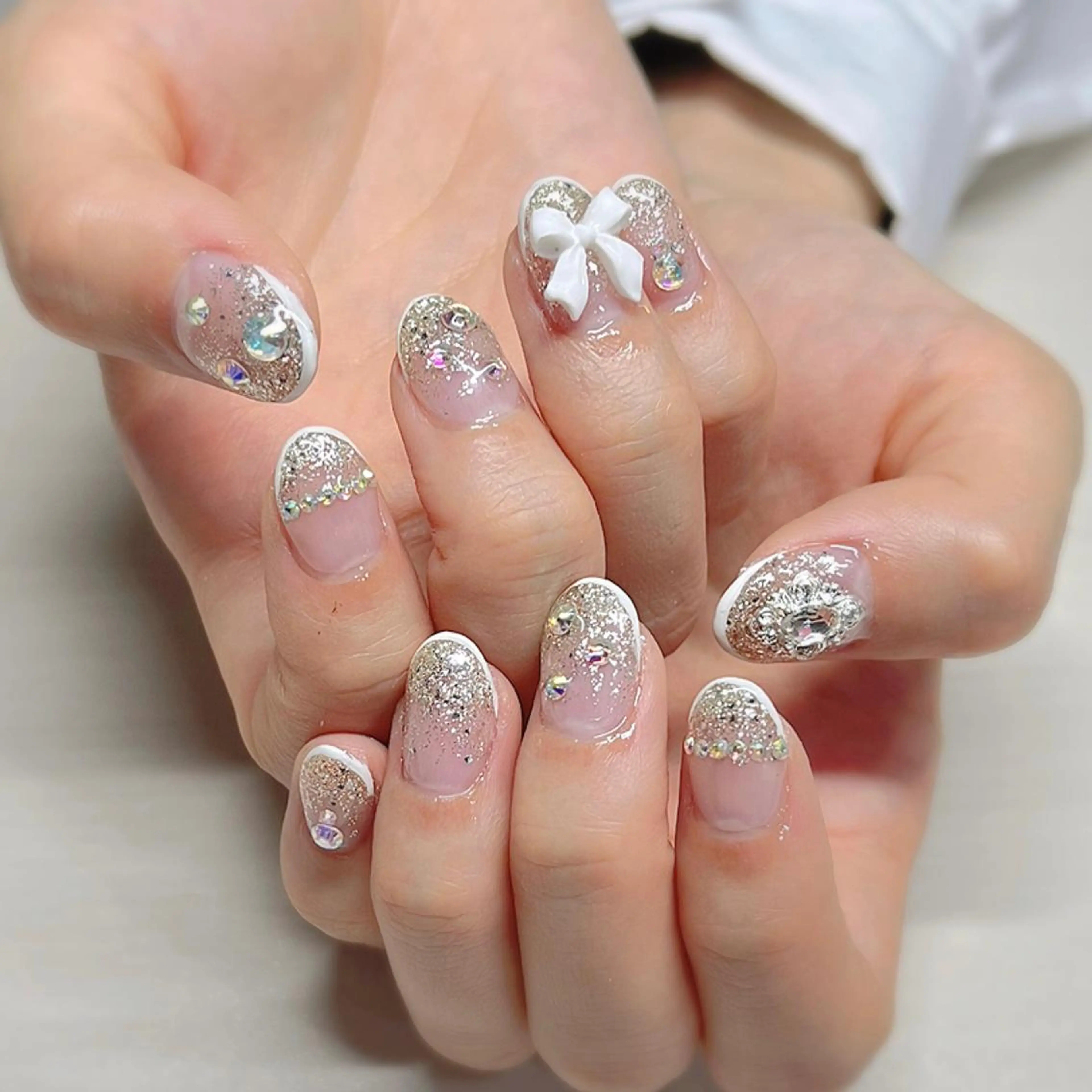 ネイル アートネイル クリアネイル フレンチネイル ジェルネイル ガラスフレンチ ハンドネイル 🐕‍🦺Yappy 💗A-tanのネイルデザイン