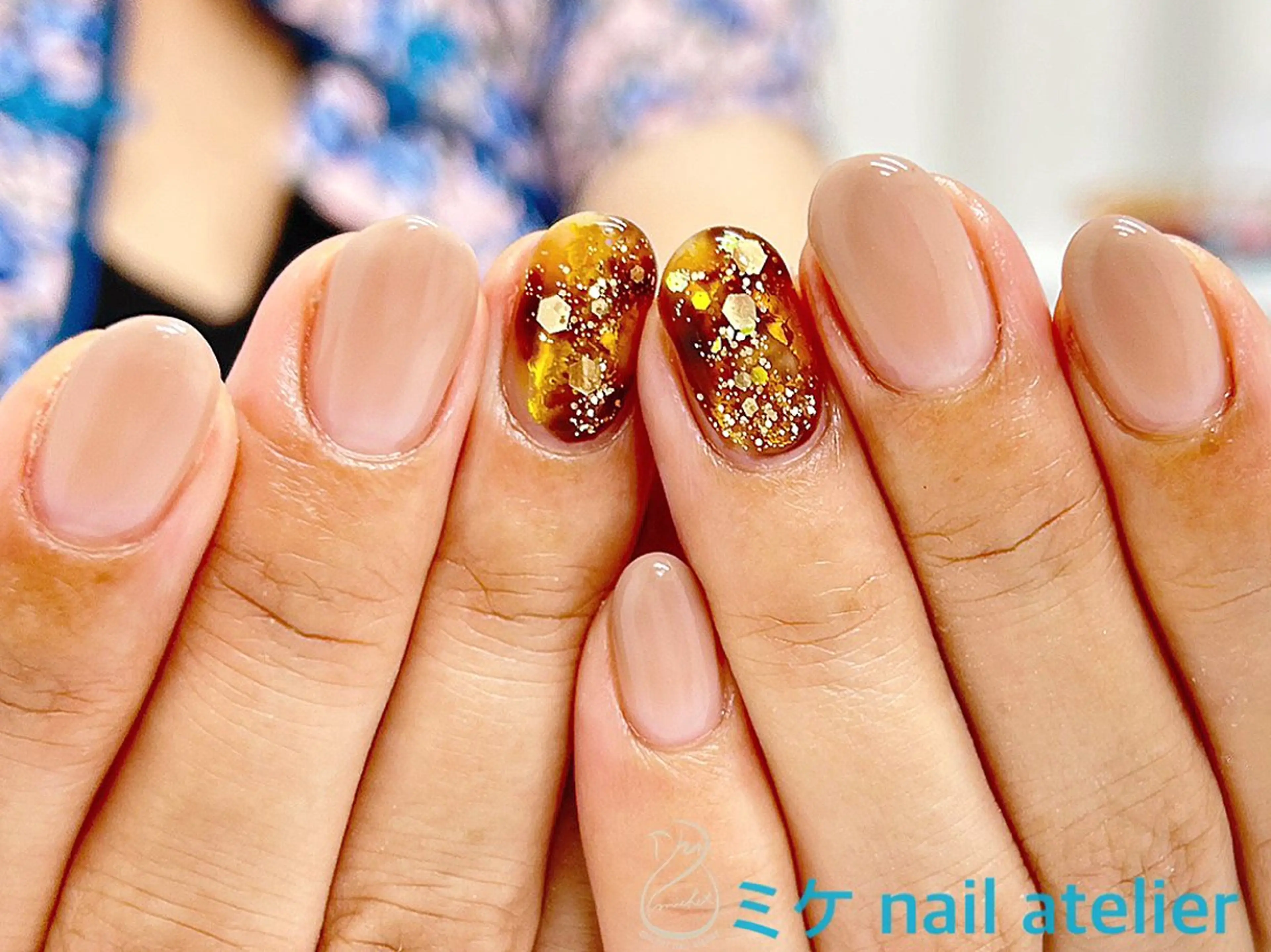 ネイル べっ甲ネイル ブラウン ジェルネイル グラデーション ハンドネイル h. rikaのネイルデザイン