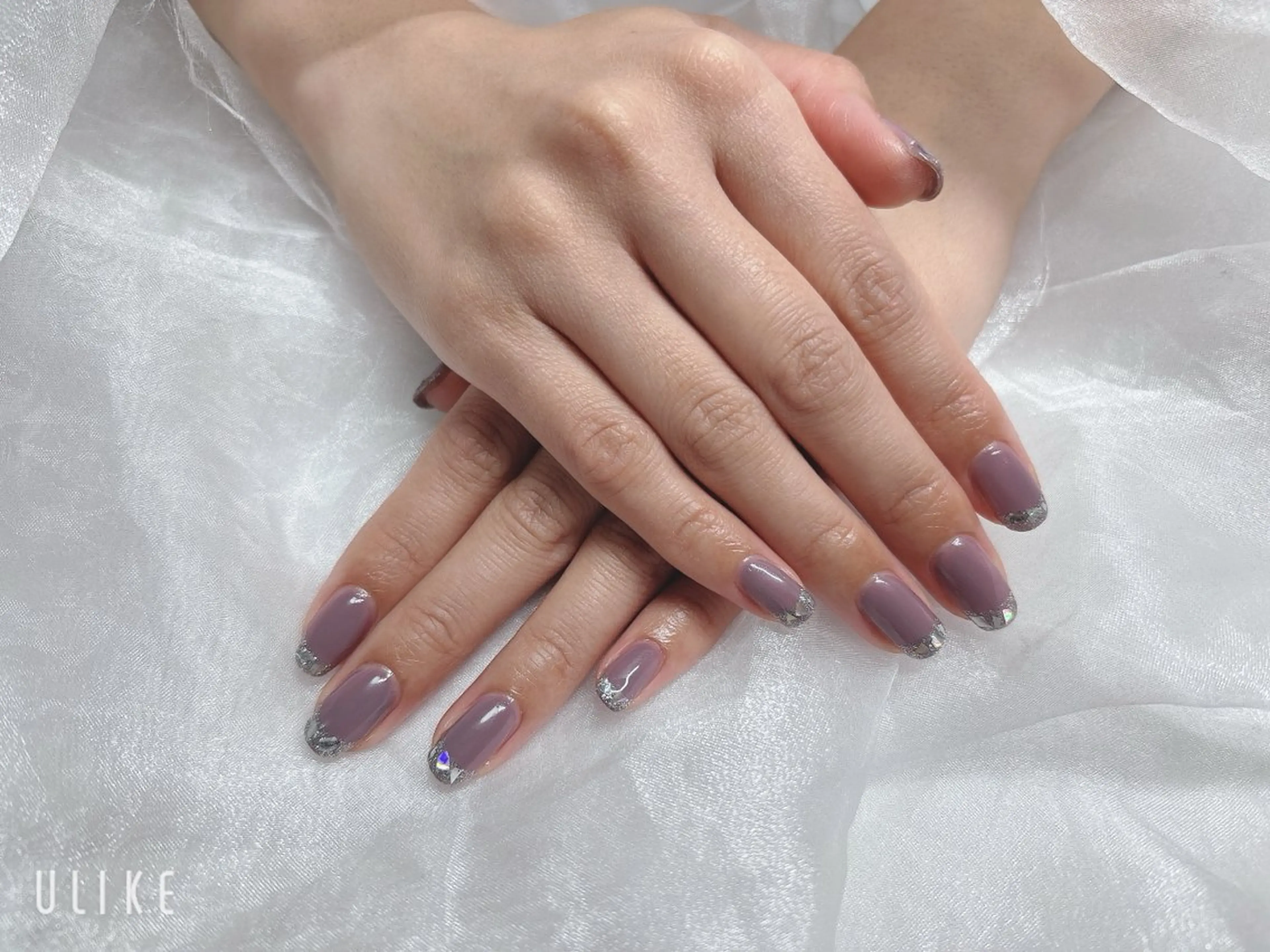 ネイル フレンチネイル ミラーネイル パープル シルバー ハンドネイル BABY LION :Fumiyoのネイルデザイン