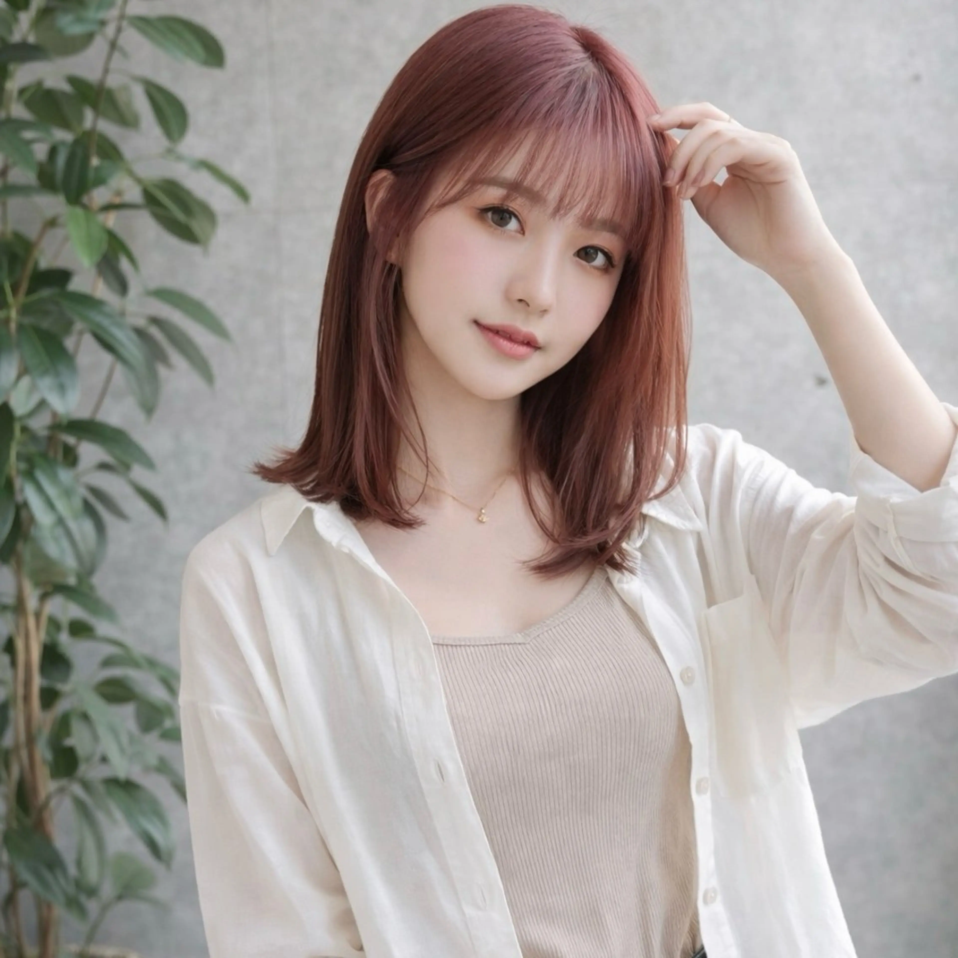 ミディアム カラー カット ヘアカラー トリートメント 一ノ瀬 暁のヘアスタイル