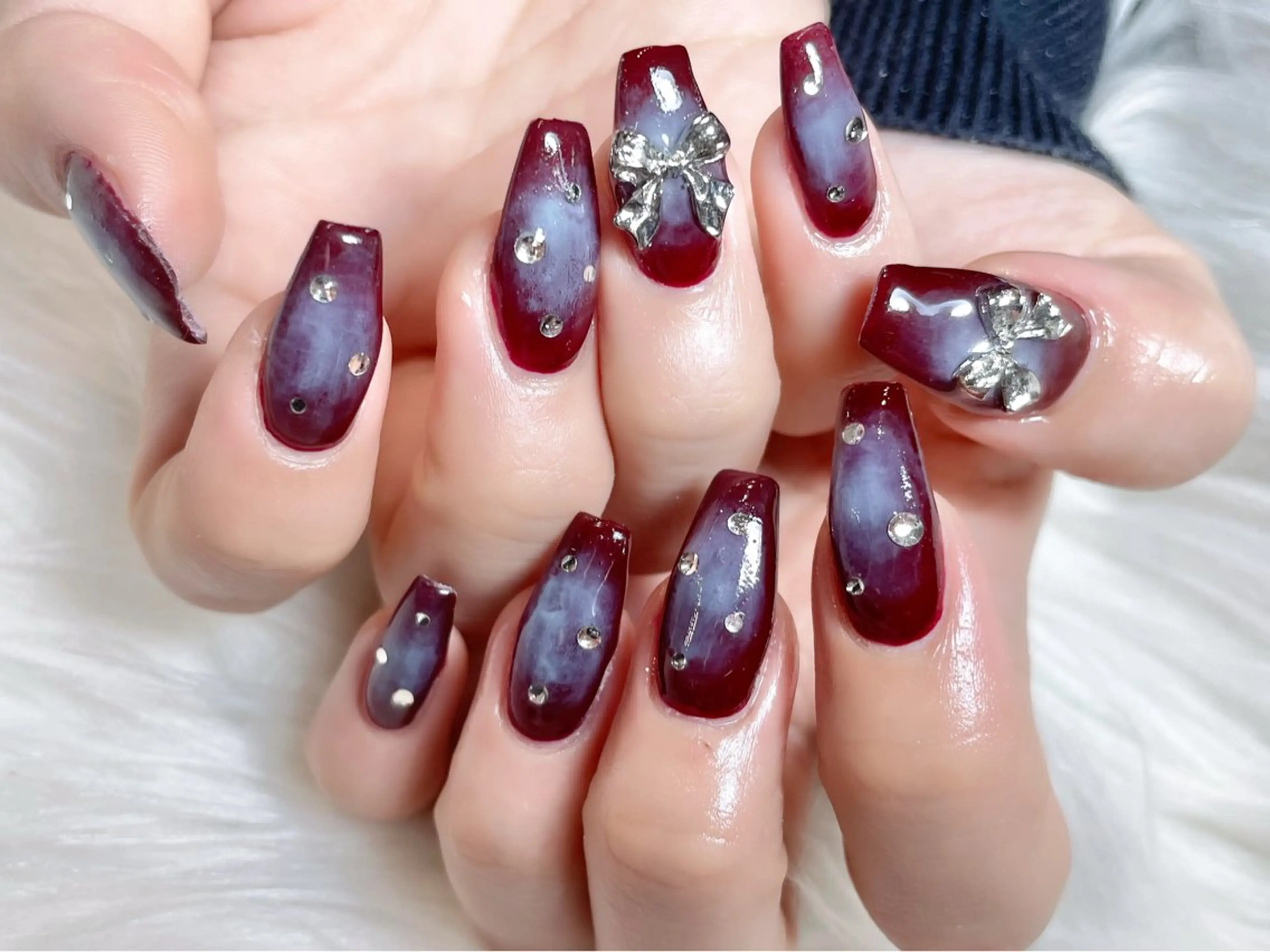 ネイル 長さ出し ジェルネイル ロングネイル パラジェル ワンホンネイル ゆりか ジョアアンジェ福島のネイルデザイン