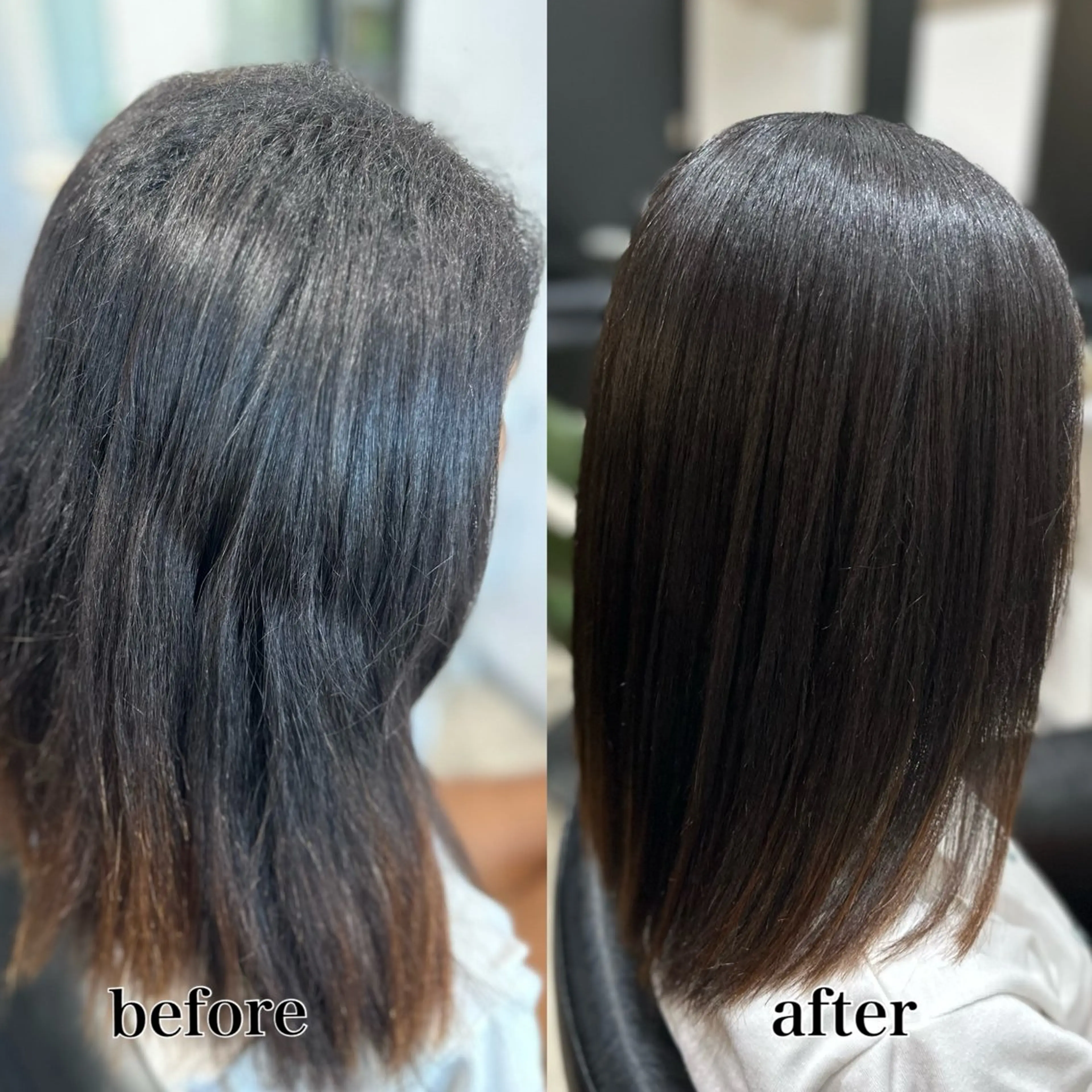 ミディアム カット 縮毛矯正 トリートメント 飯泉 春乃のヘアスタイル