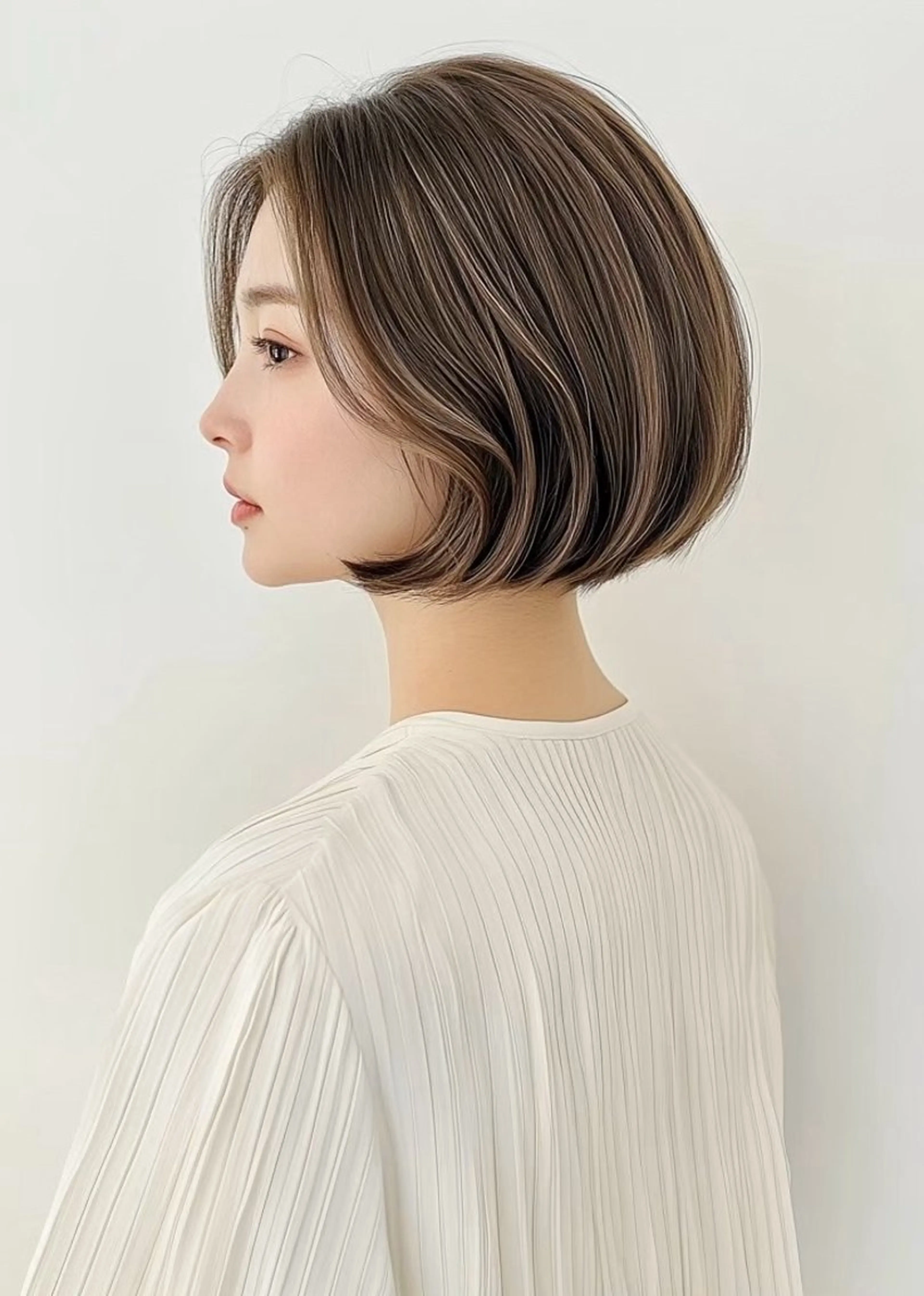 ミディアム カラー ハイライトカラー ハイライト 似合わせショート特化 ✨松本のヘアスタイル