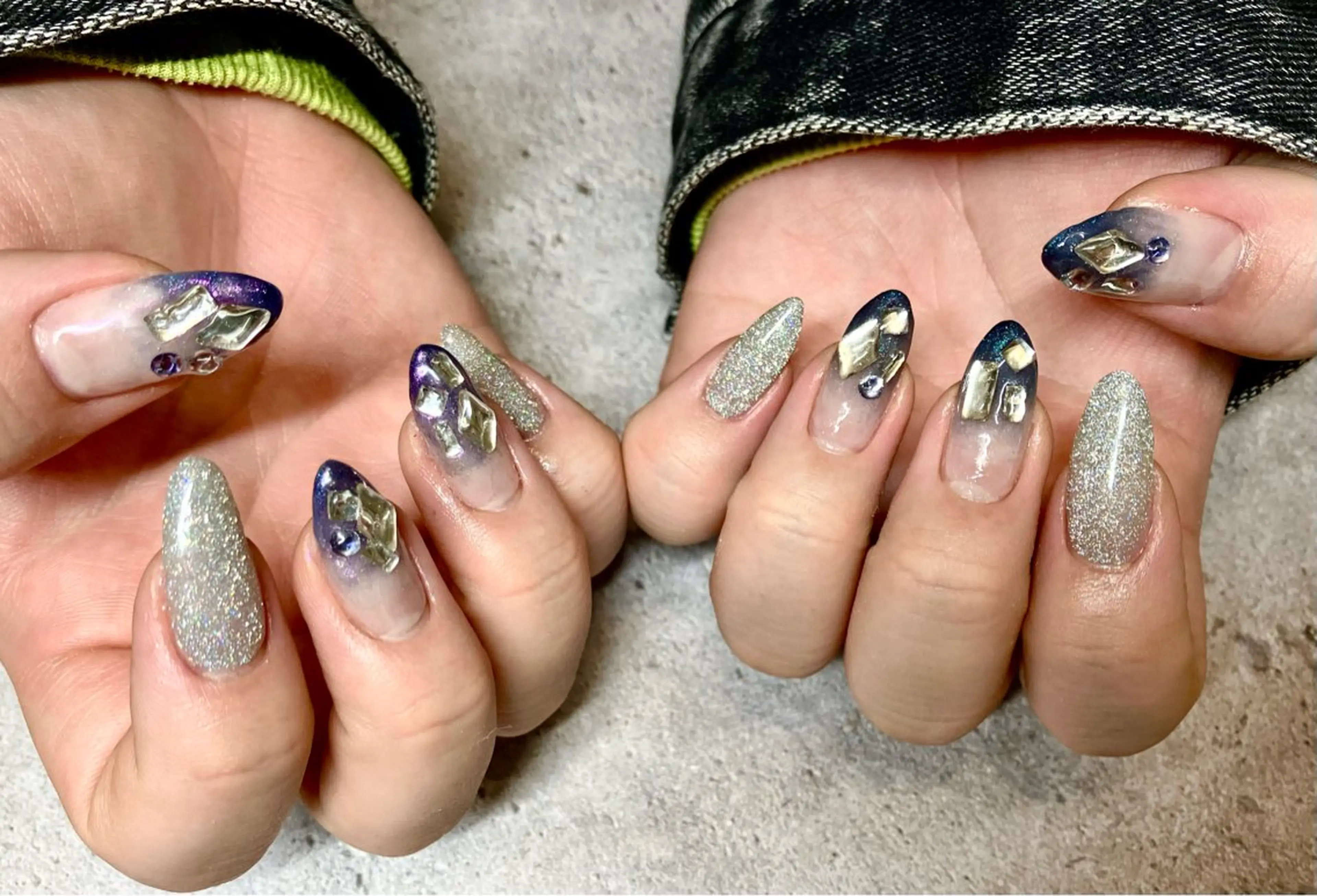 ネイル グラデーション キラキラネイル ストーンネイル COCO Nail　光が丘駅近のネイルデザイン