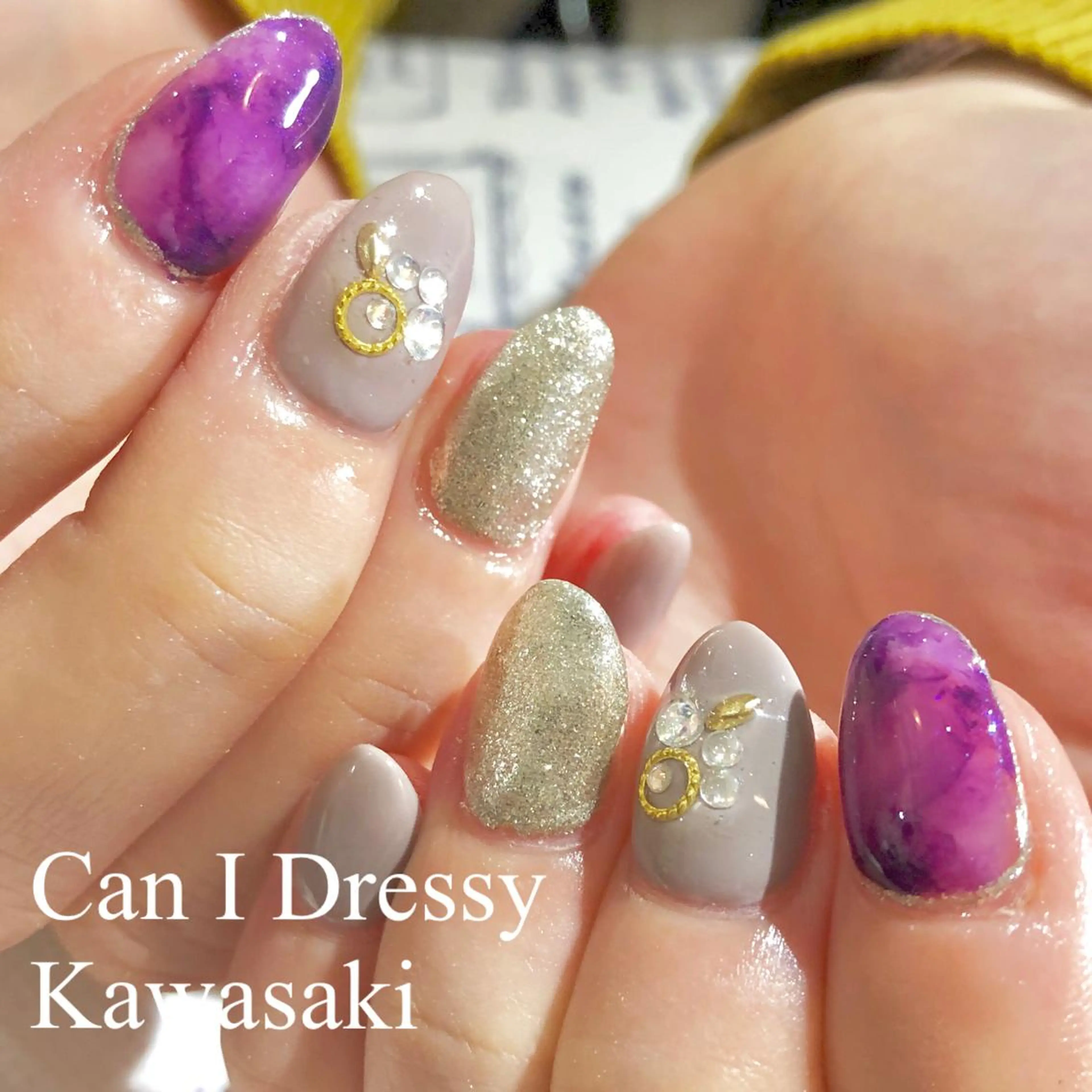 ネイル 大理石ネイル(マーブル) パープル Can I 川崎店 三島 久美子のネイルデザイン