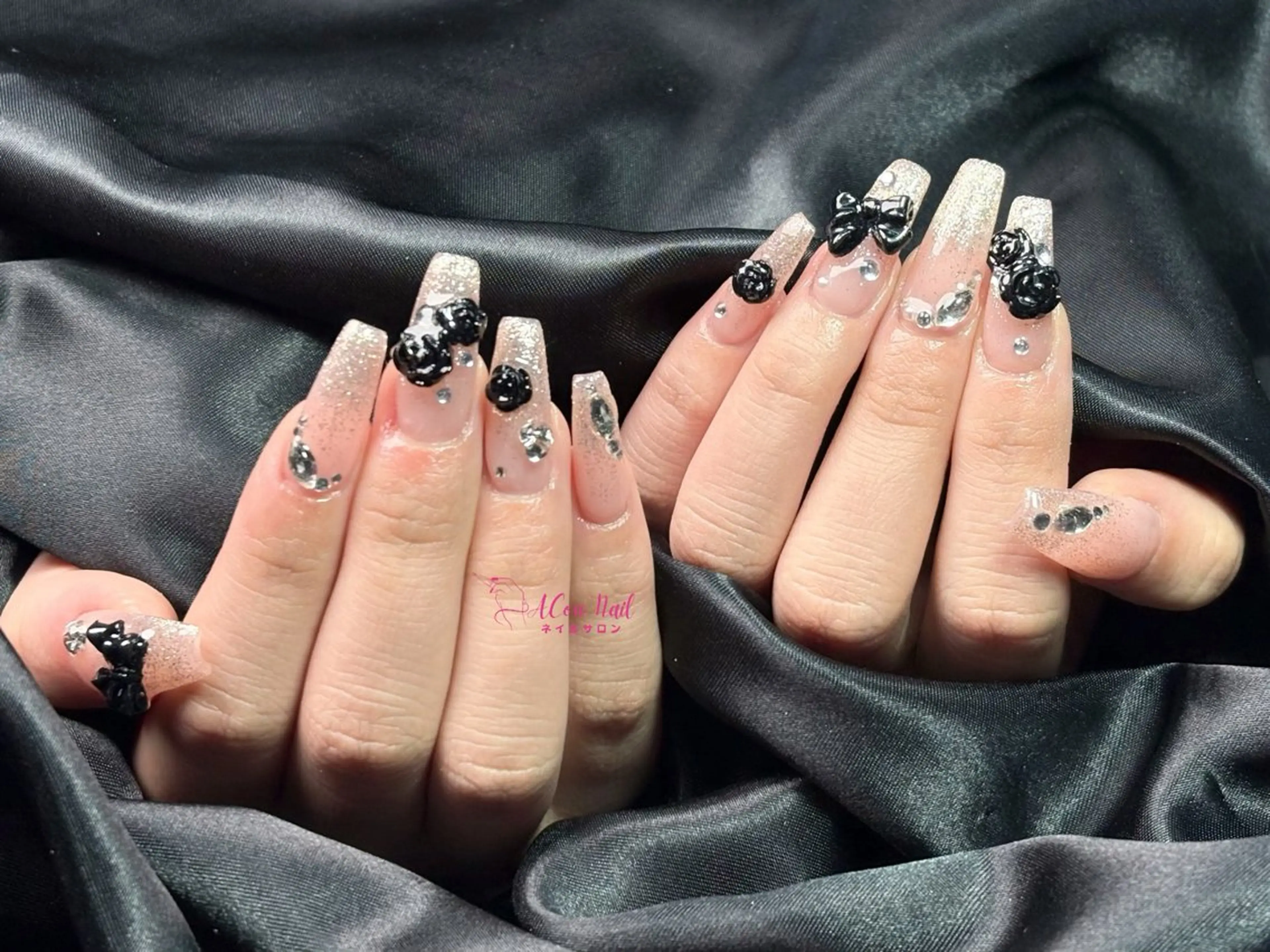 ネイル 桜ネイル 長さ出し フラワーネイル フレンチネイル ジェルネイル ハンドネイル AConNailSalon所属・ACon NailSalonのネイルデザイン