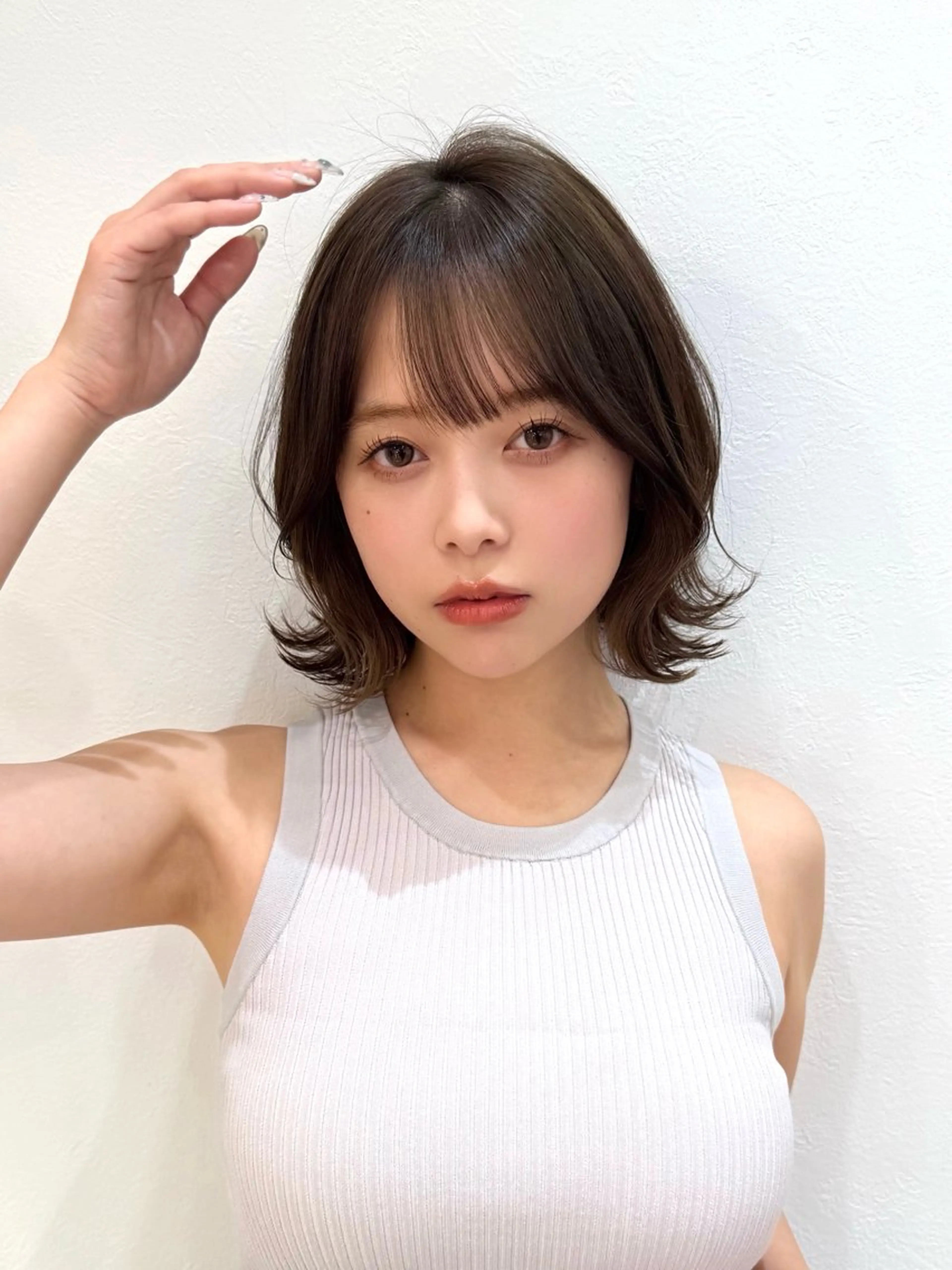 ミディアム カット ヘアカラー トリートメント 新宿/髪質改善/ボブ 韓国レイヤー大重聖斗のヘアスタイル