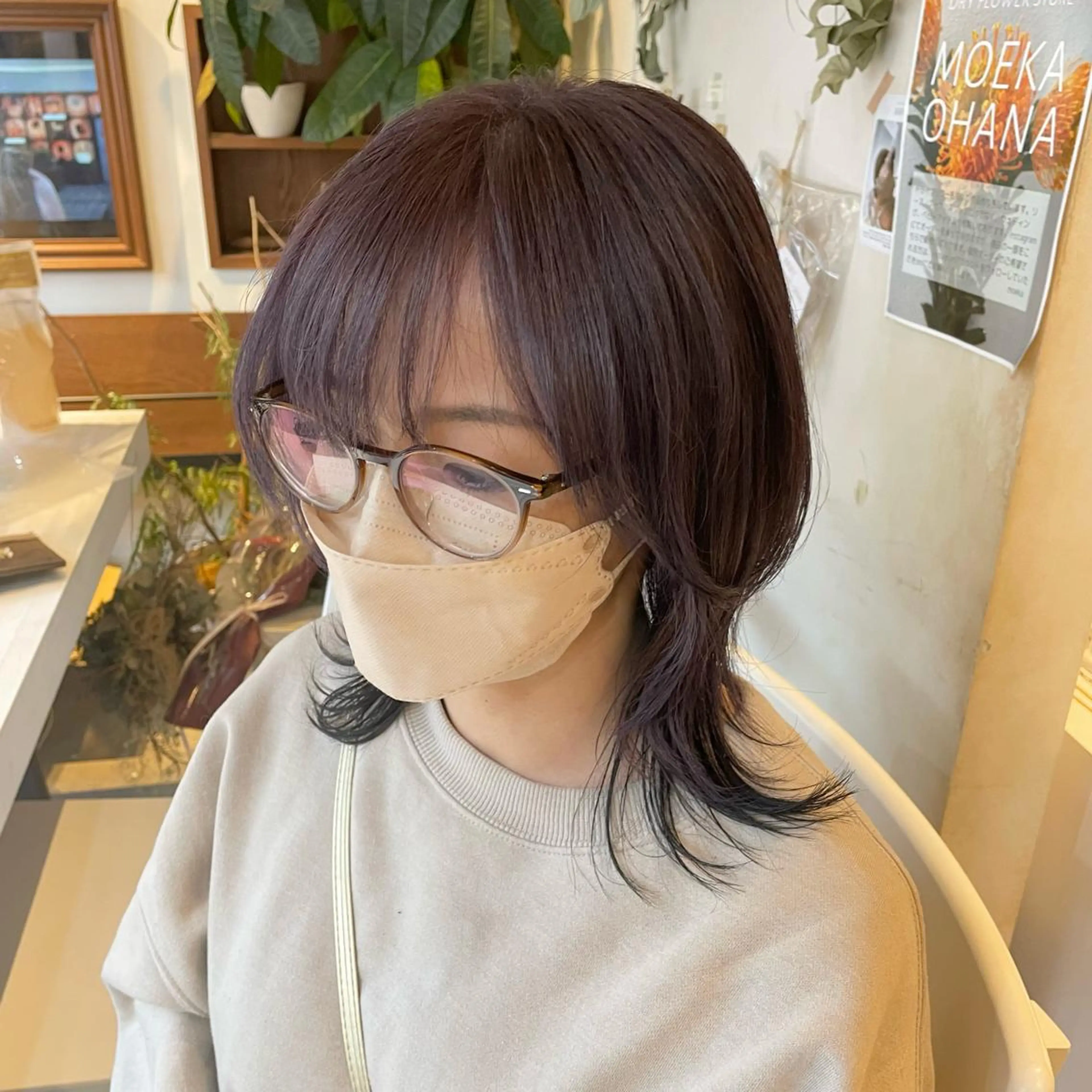 ミディアム カラー ヘアアレンジ カット ヘアカラー トリートメント maoブリーチ無し 似合わせカラーのヘアスタイル