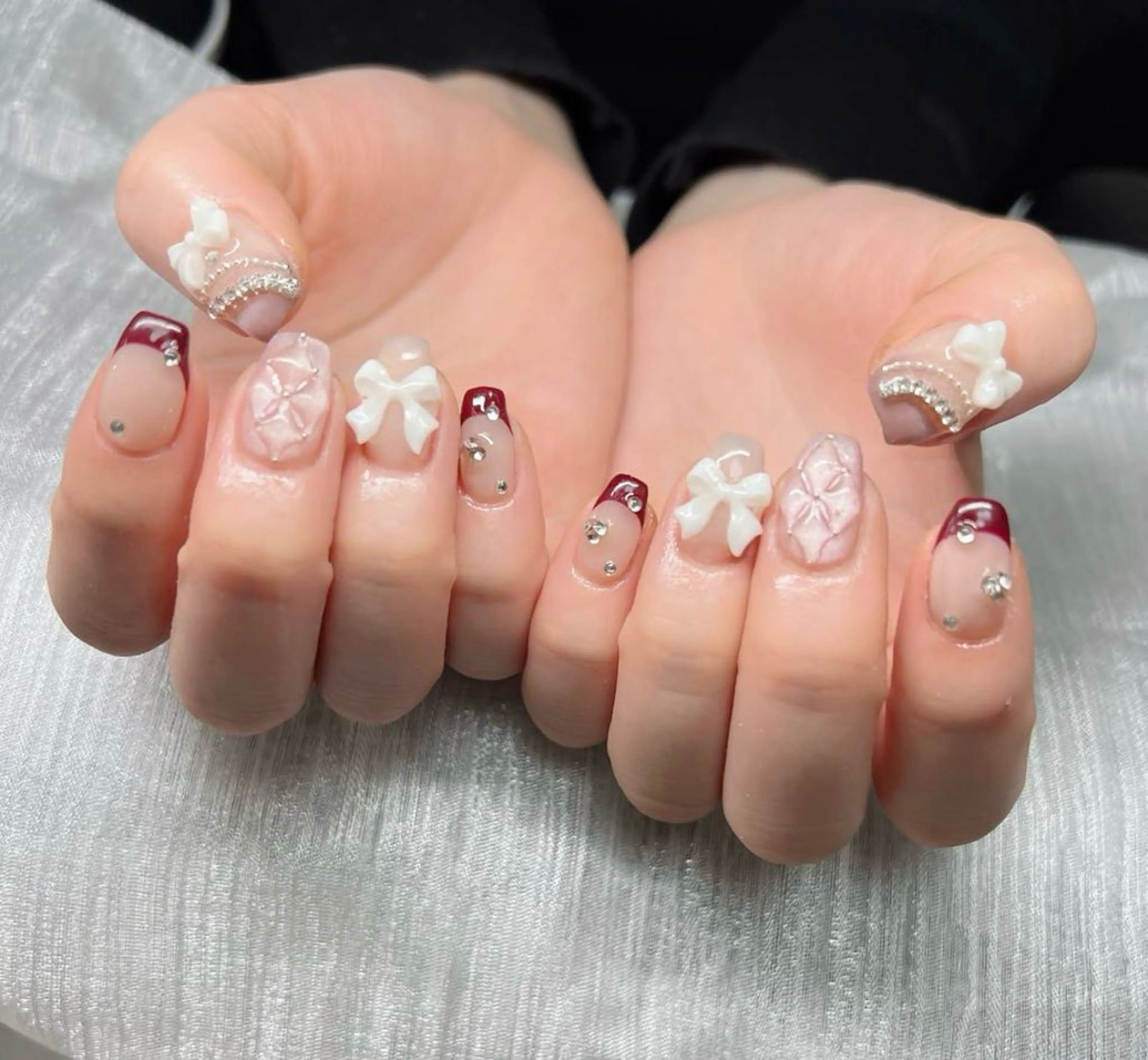 ネイル 長さ出し グラデーション キラキラネイル マグネットネイル ミラーネイル Lee Nails チップ長さだし専門店のネイルデザイン