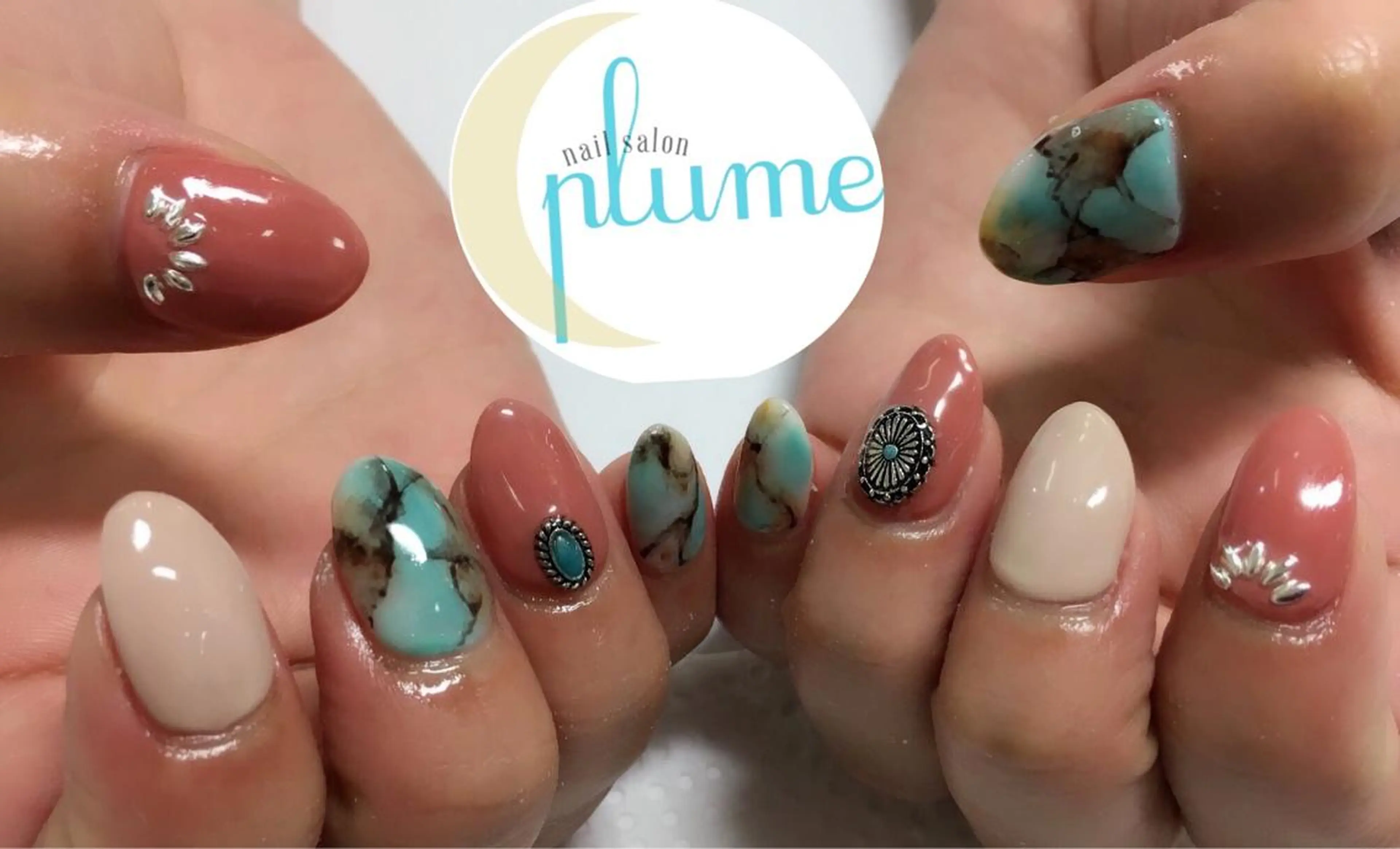 ネイル 大理石ネイル(マーブル) ニュアンスネイル ハンドネイル plume nail ☆韓国ネイルのネイルデザイン