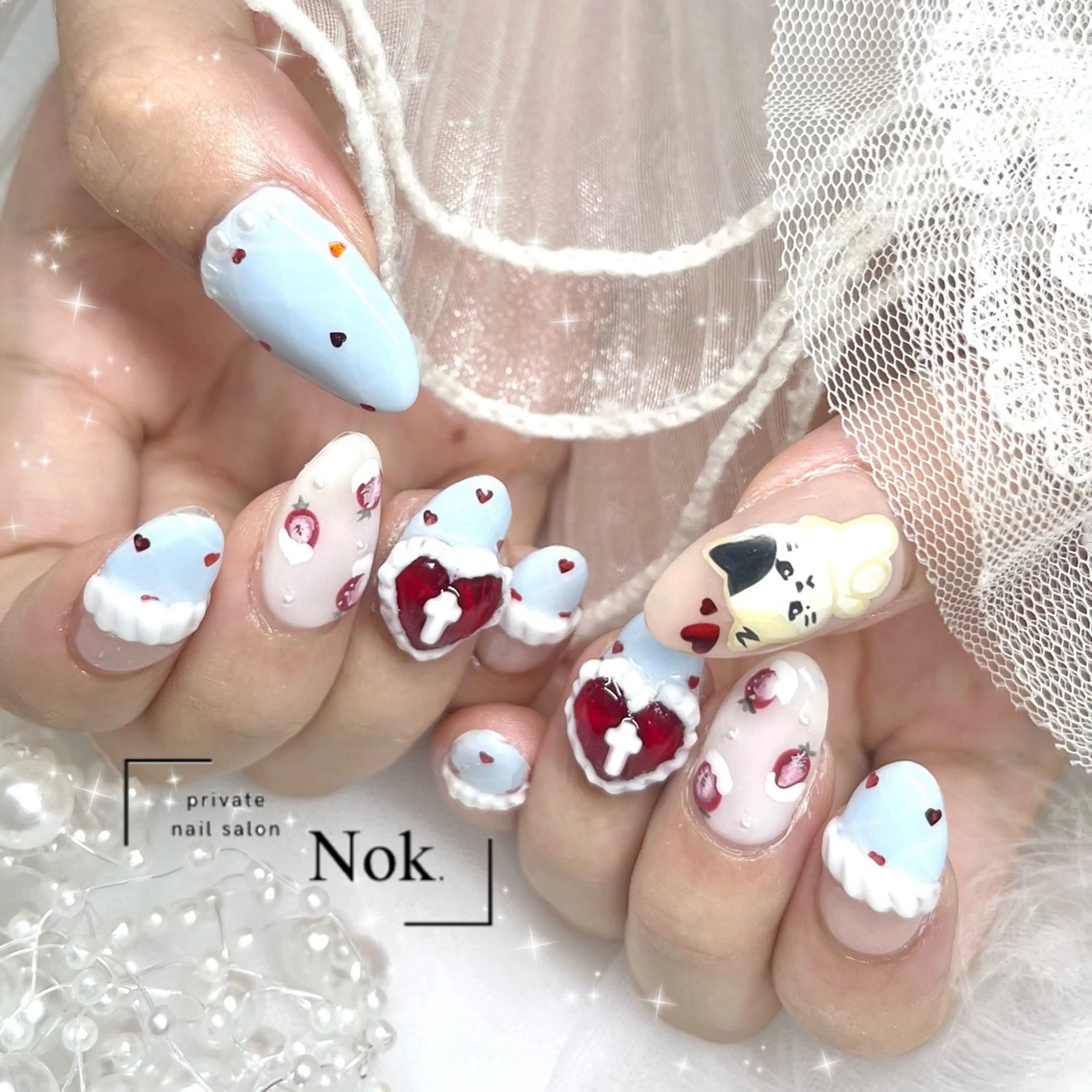 ネイル レース ハンドネイル 池袋痛ネイル Nok. 渡辺のネイルデザイン