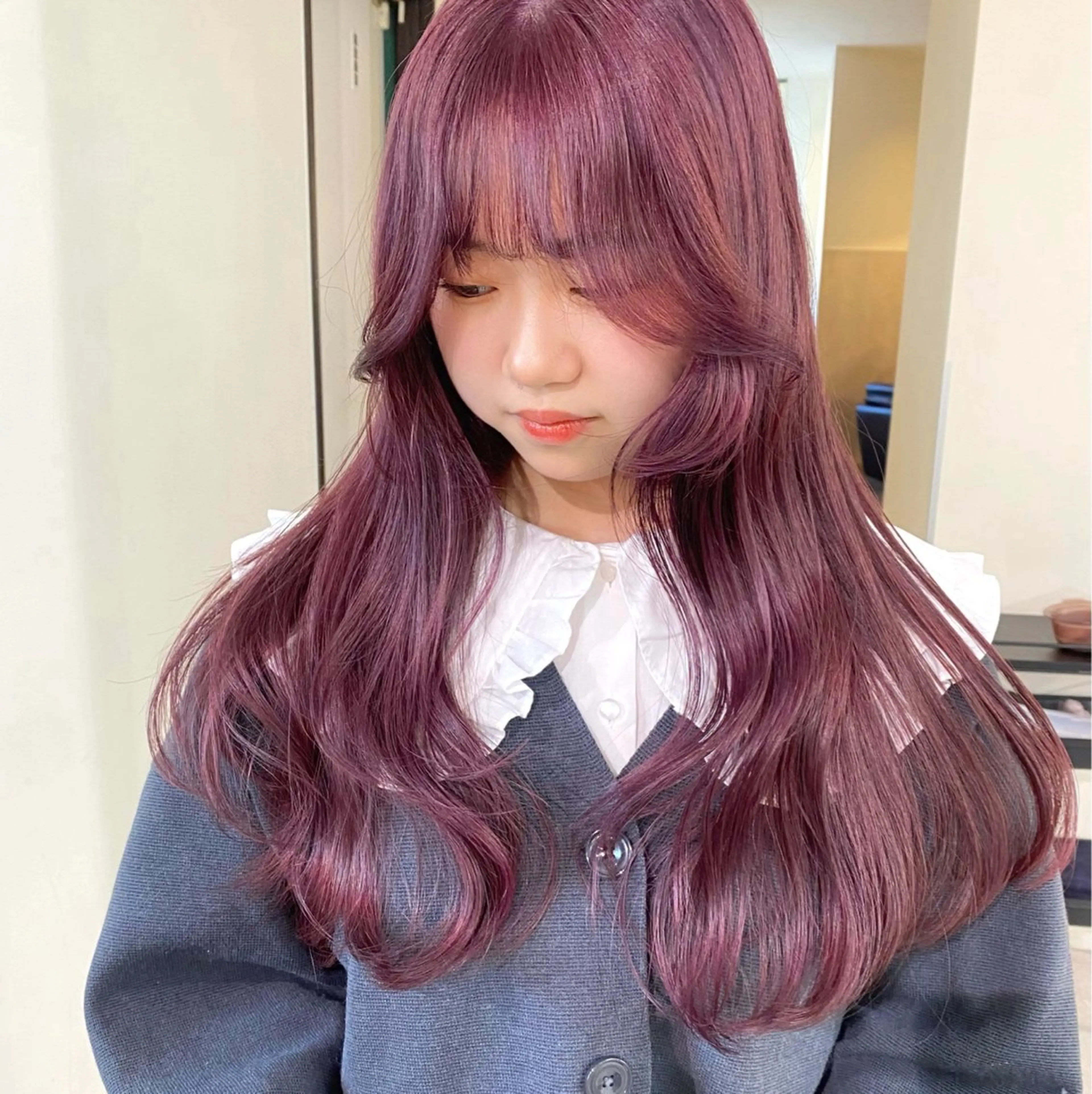 カラー 黒髪 ブリーチ ダブルカラー ラベンダーカラー ブリーチなしカラー ヘアカラー mizuki/ピンク ベージュ.レイヤーのヘアスタイル