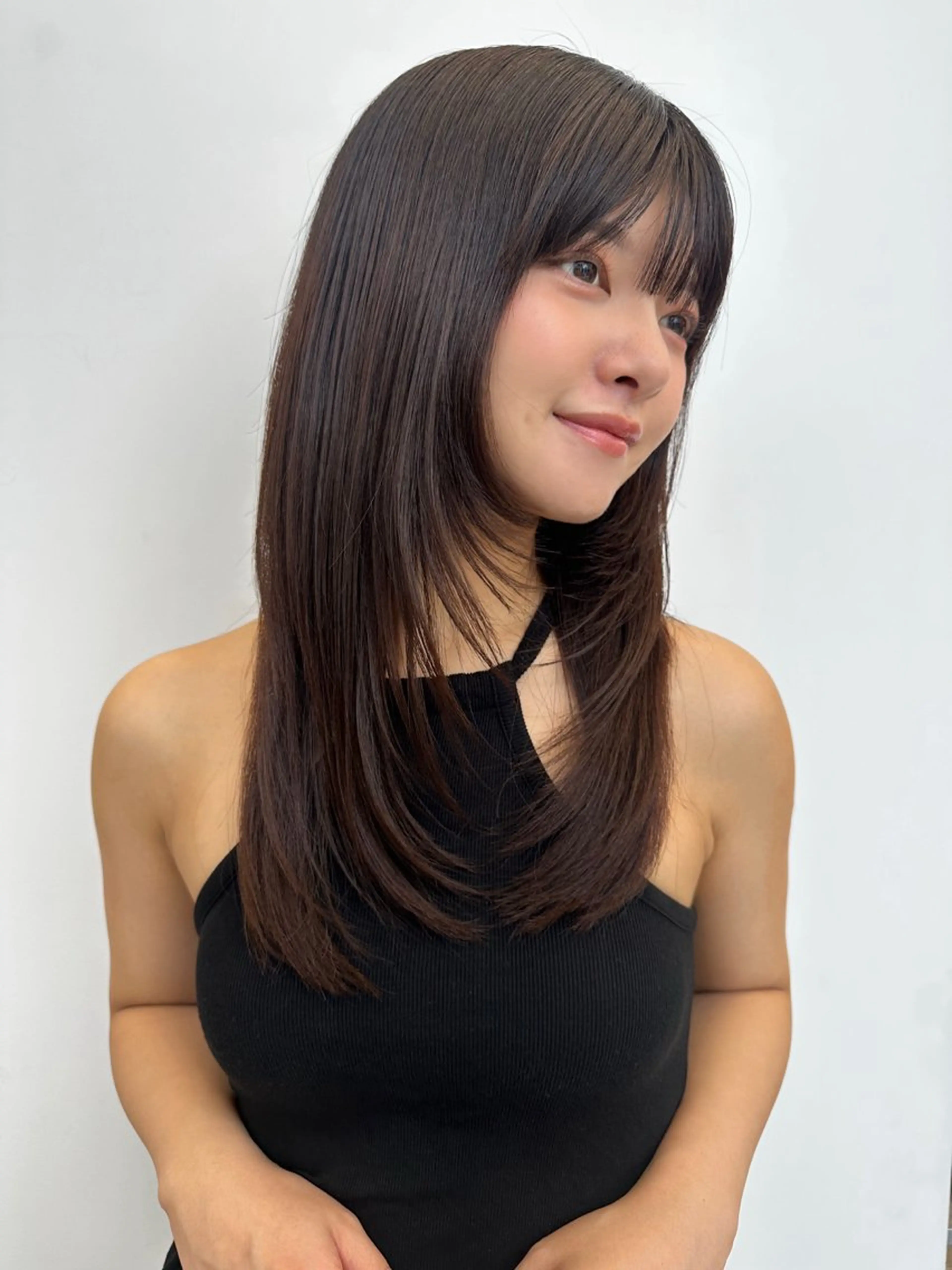 セミロング 顔まわりカット/艶髪 カラー✨けいとのヘアスタイル