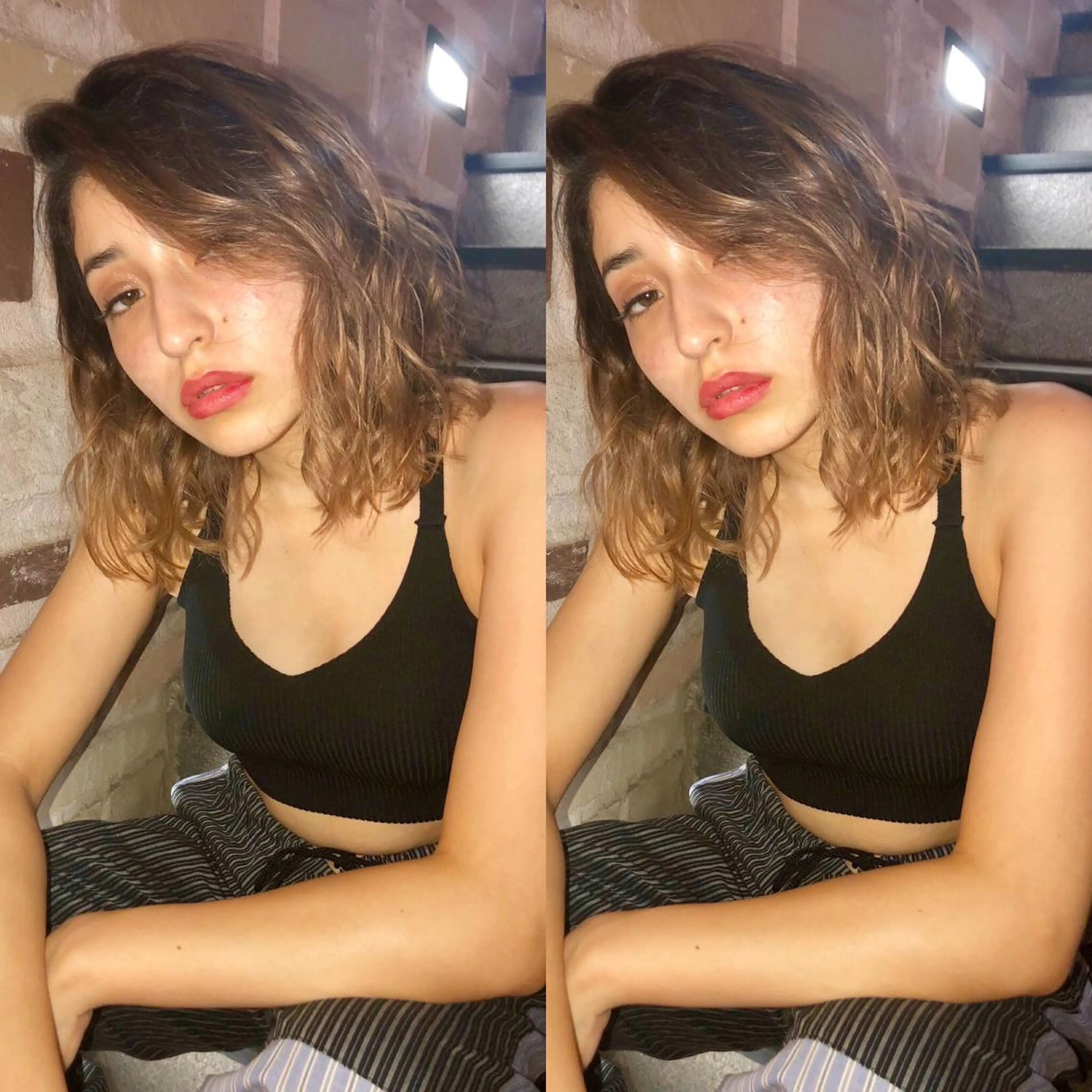 セミロング アッシュ ハイライト レイヤーカット salowin 原宿 aroa所属・韓国／ハッシュカット ／透明感カラー／金野のヘアスタイル