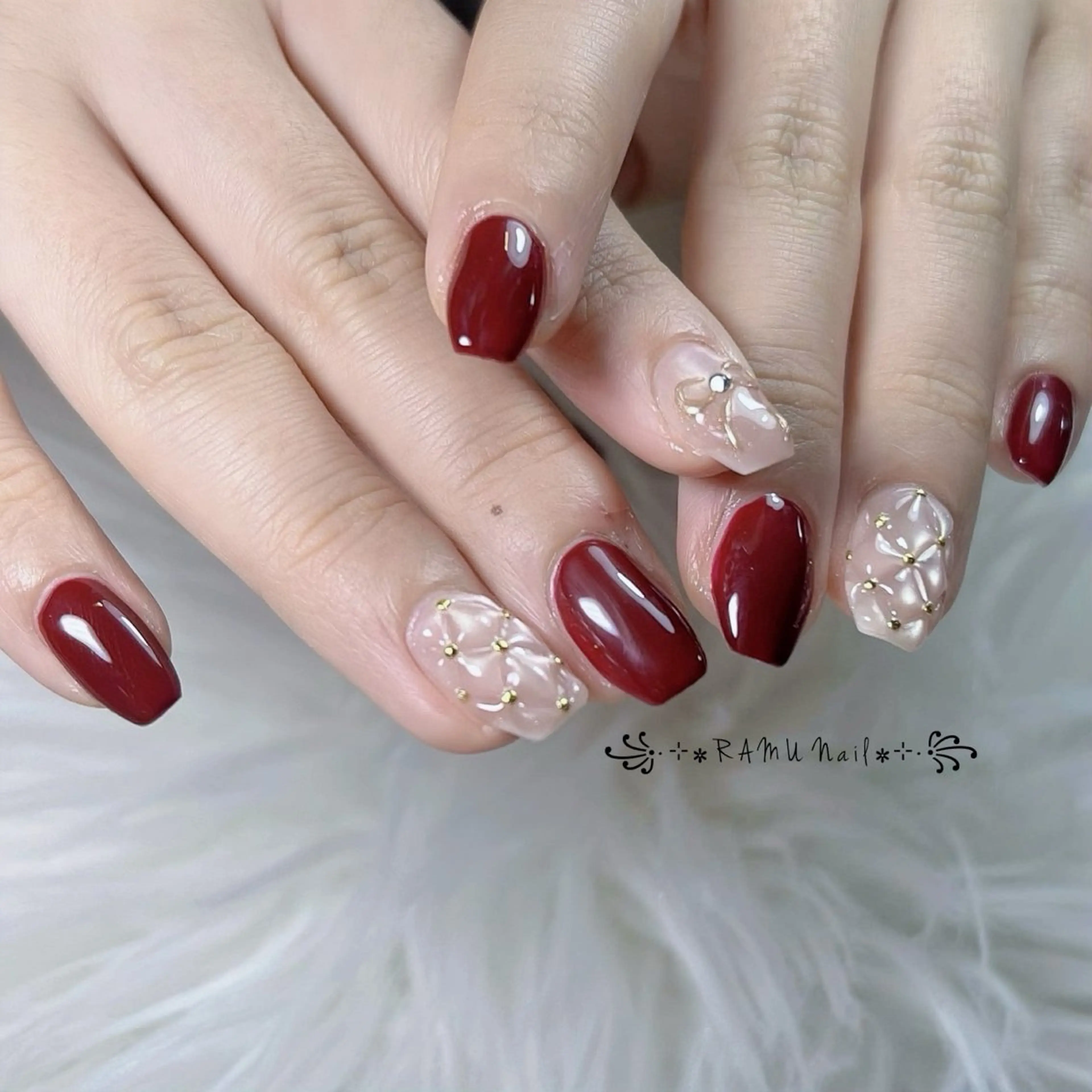 ネイル キラキラネイル マグネットネイル ミラーネイル ピンク ワンホンネイル ハンドネイル RAMU Nail 恵比寿店のネイルデザイン