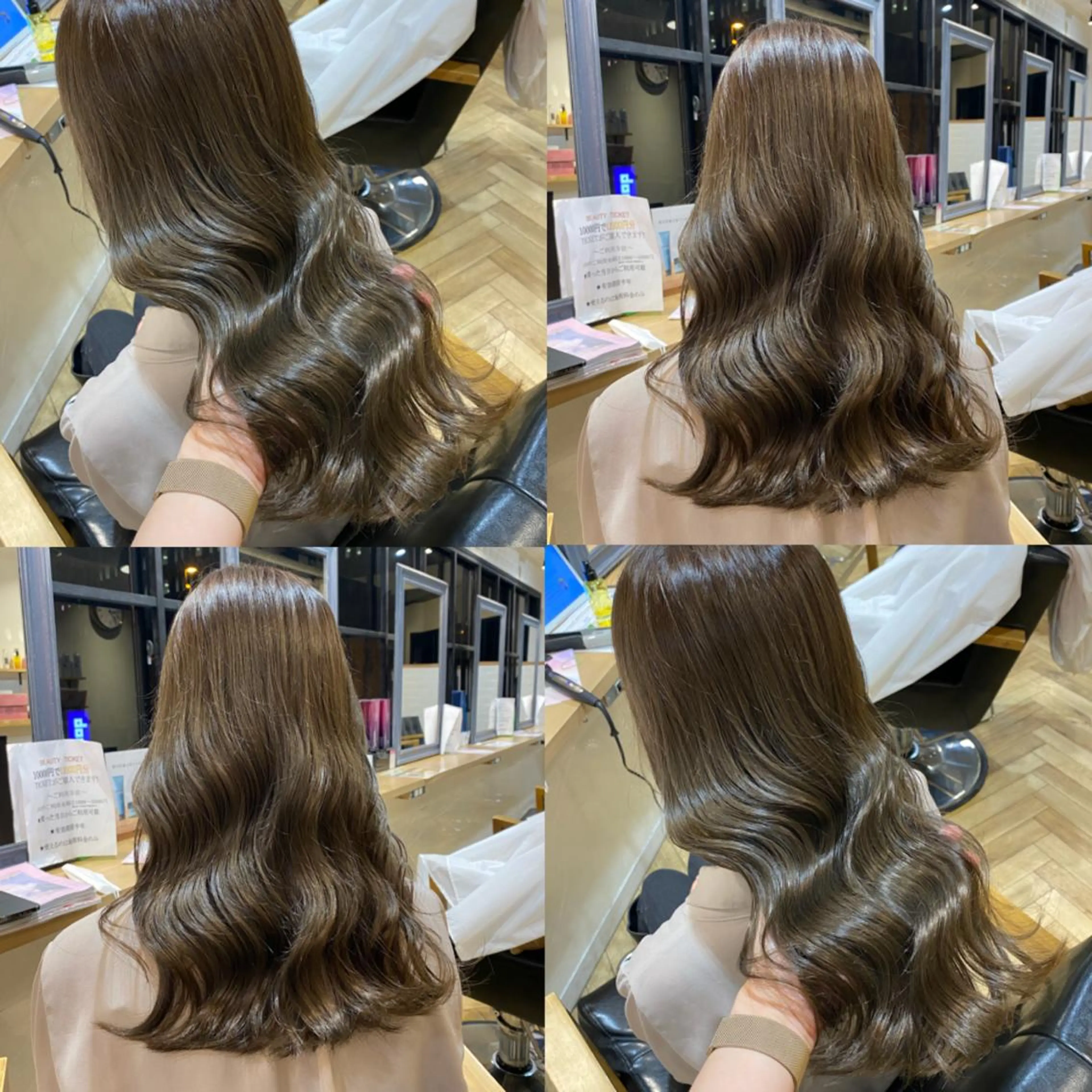 ロング カラー グレージュ 艶カラー/韓国顔周り 🎀mamiのヘアスタイル