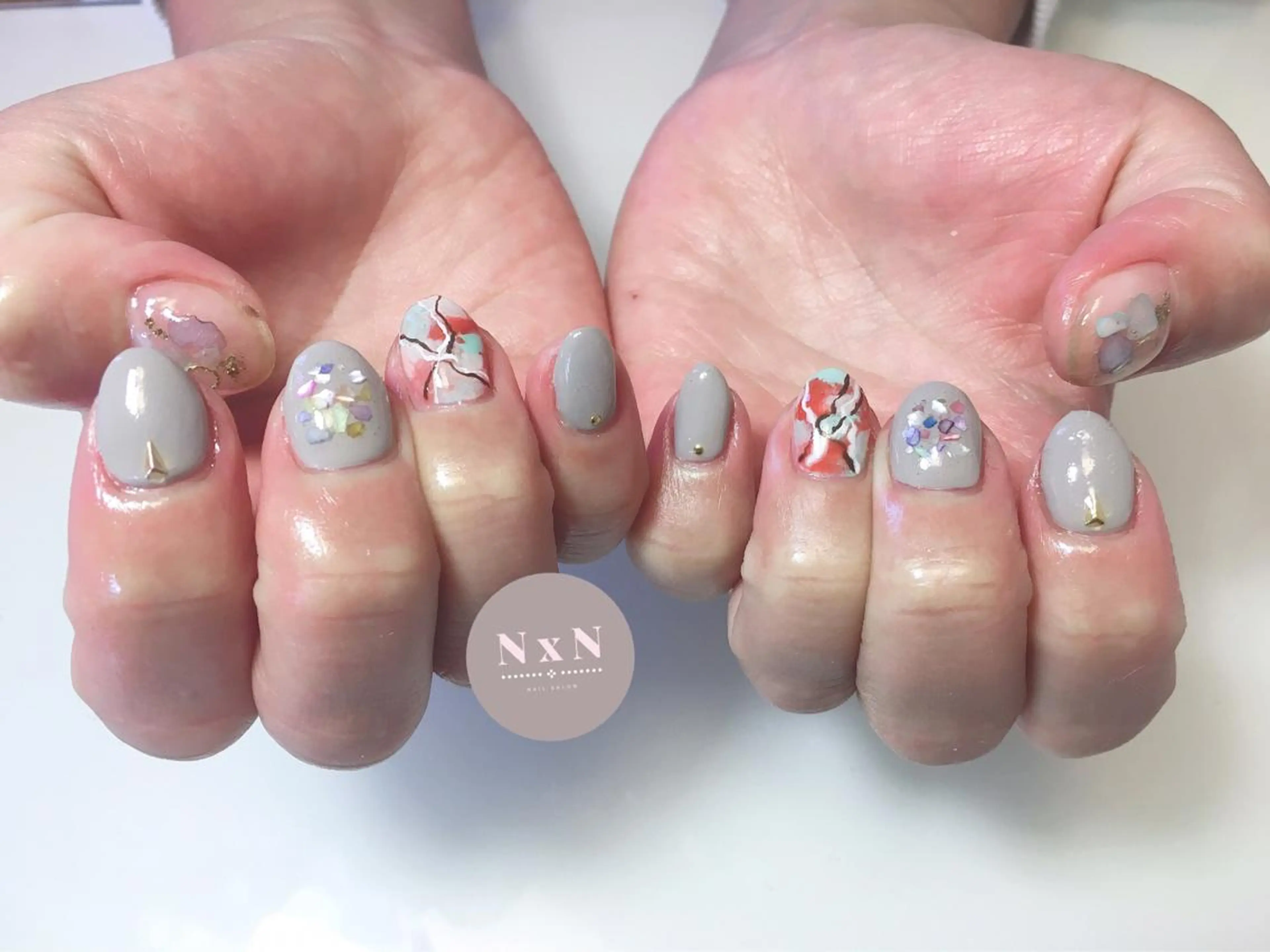 ネイル ジェルネイル 大理石ネイル(マーブル) ぷっくりネイル nail salon N×Nのネイルデザイン