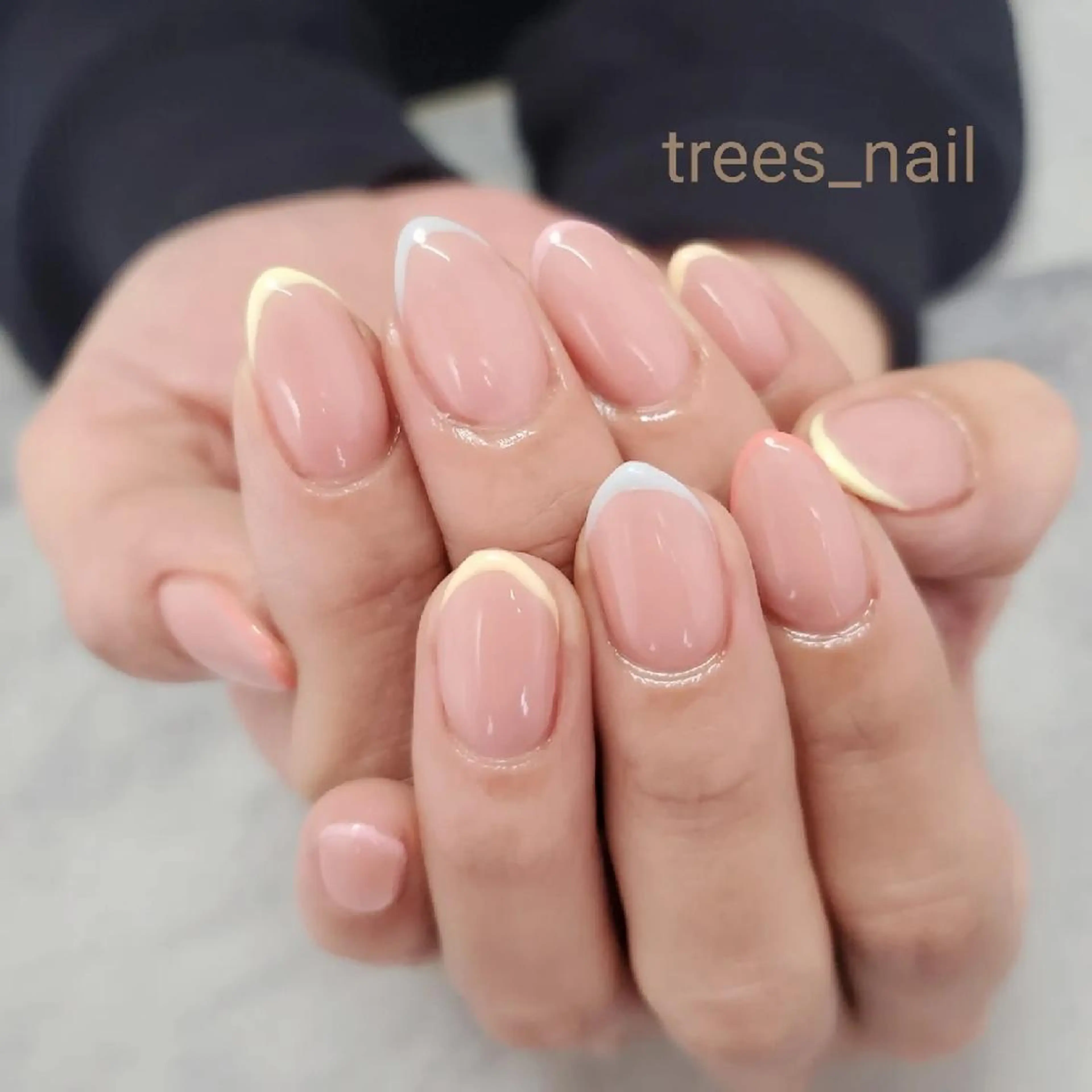 ネイル フレンチネイル パステルネイル 春ネイル ハンドネイル フットネイル trees_ nailのネイルデザイン
