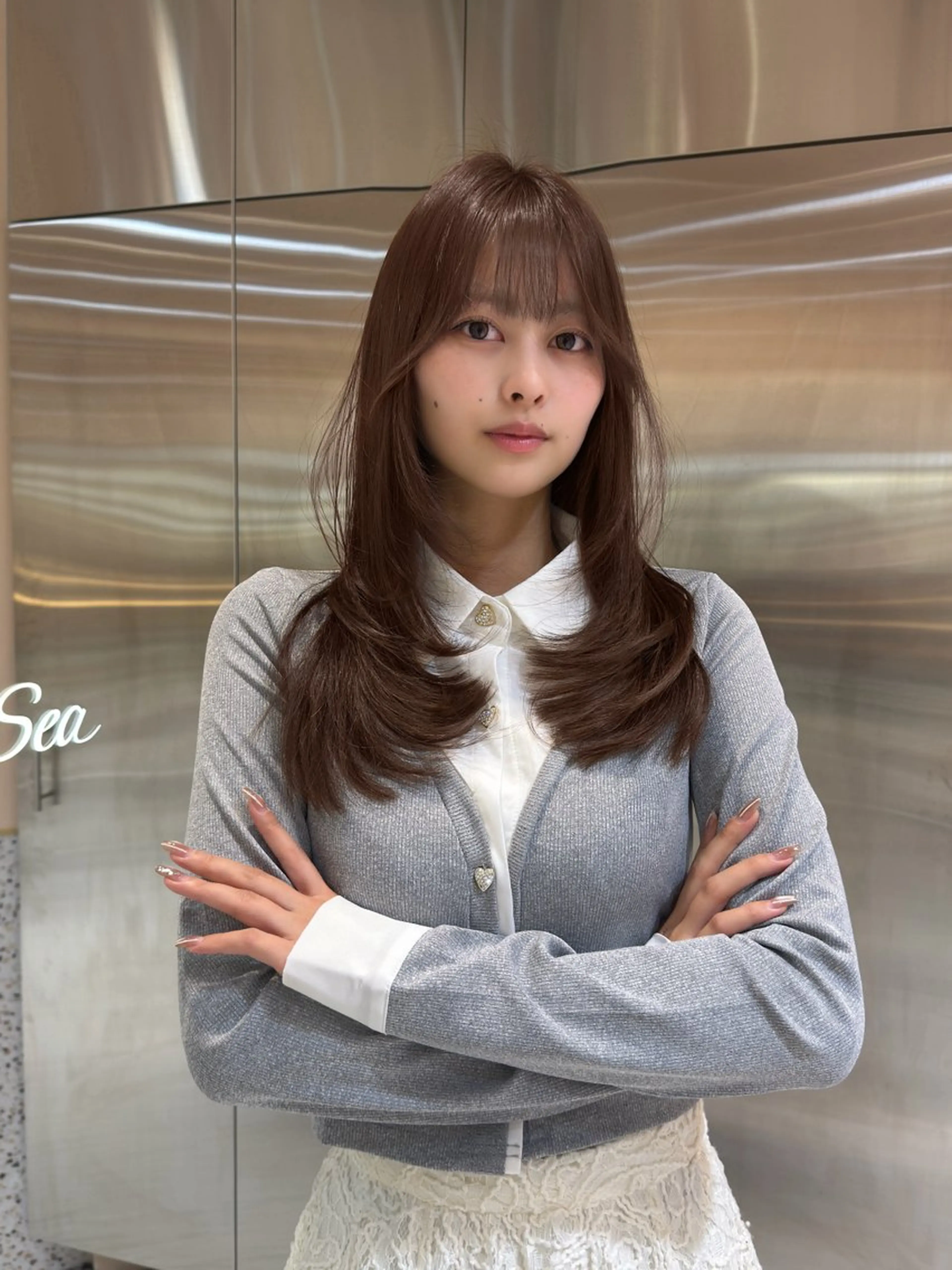 ロング カラー 髪質改善 トリートメント カット ヘアカラー トリートメント ブリーチなしベージュ レイヤー/リョウヤのヘアスタイル