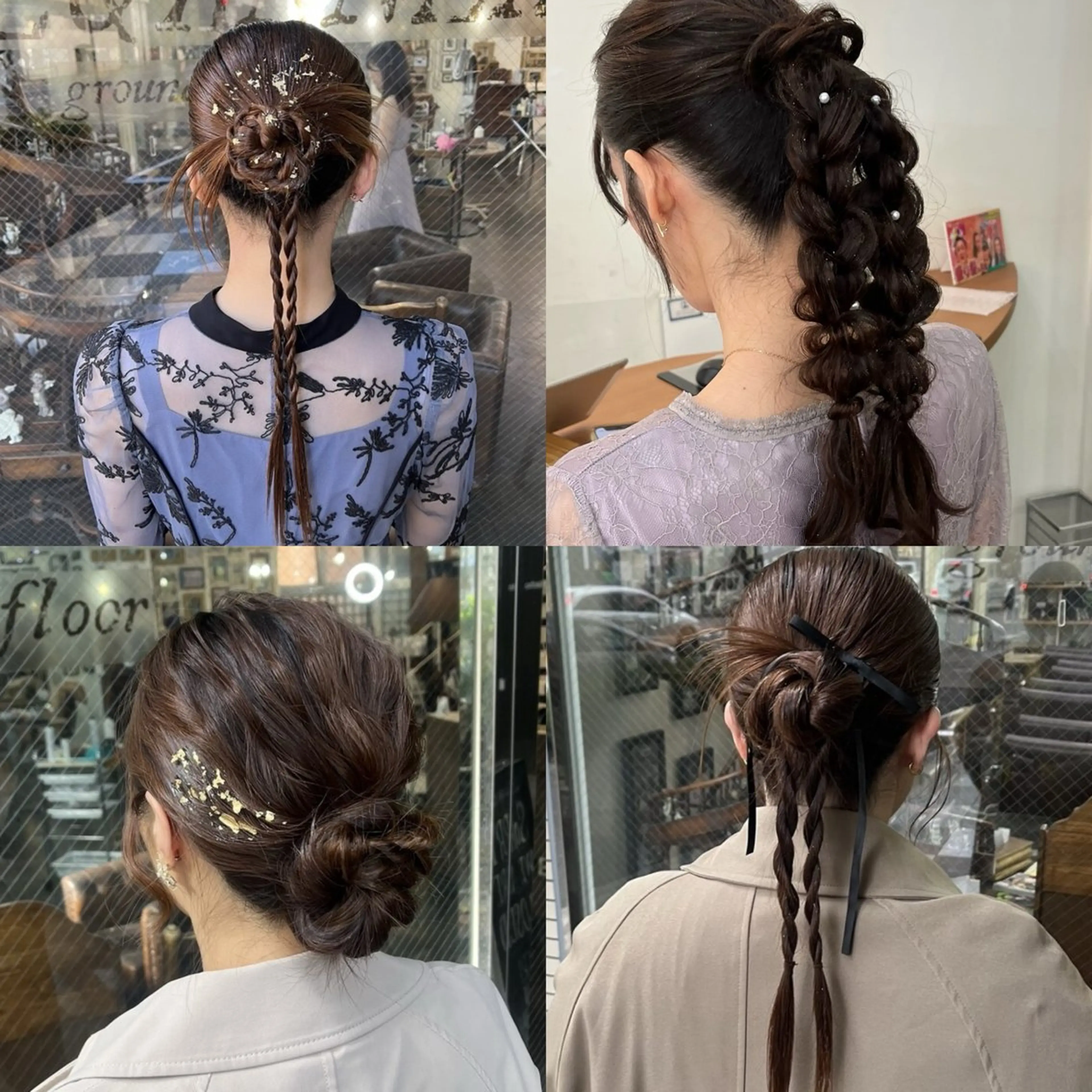 セミロング ヘアアレンジ ヘアセット デザインカラー/ ブリーチ/コーンロウのヘアスタイル