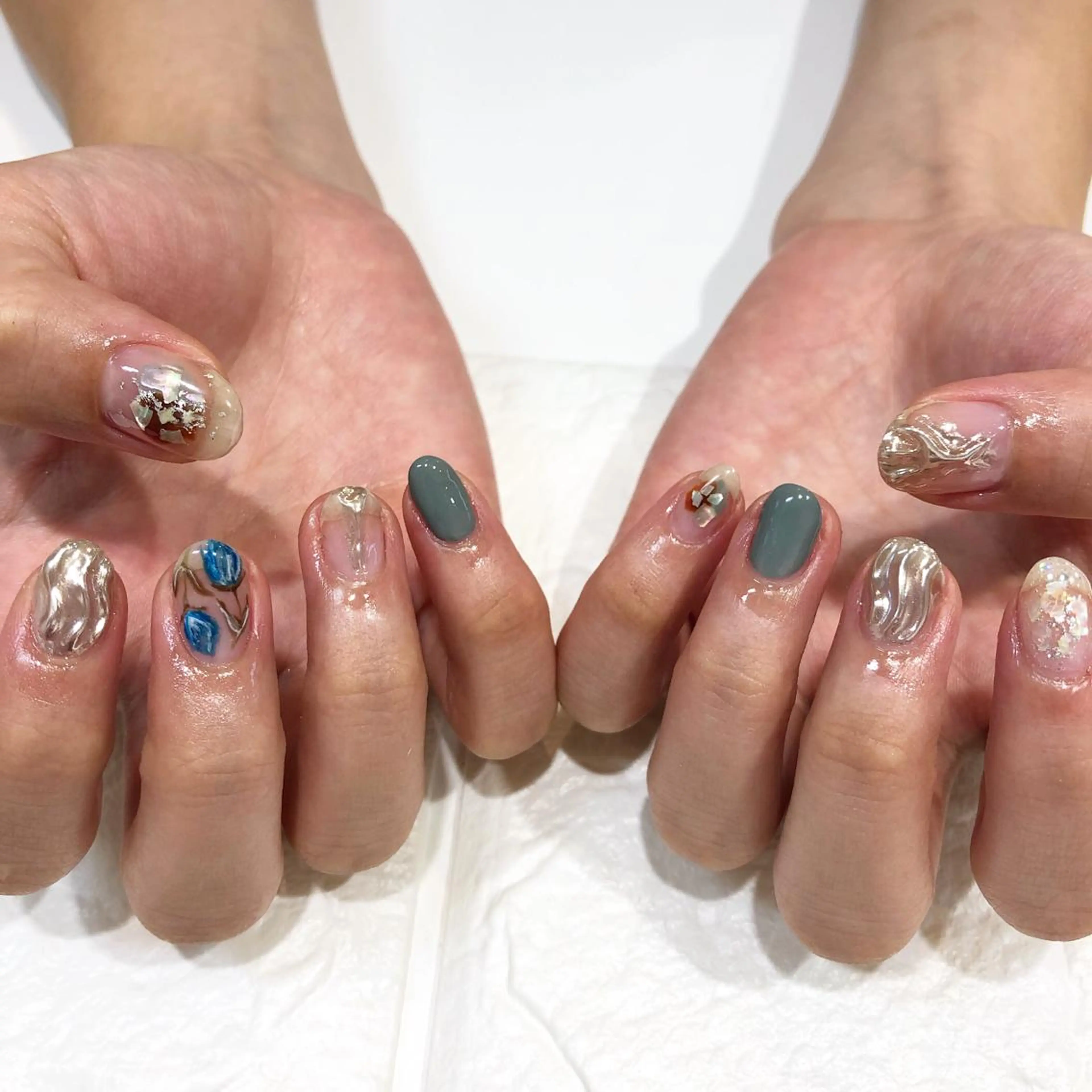 ネイル アートネイル ミラーネイル ニュアンスネイル rina eye&nailのマツエク・マツパデザイン