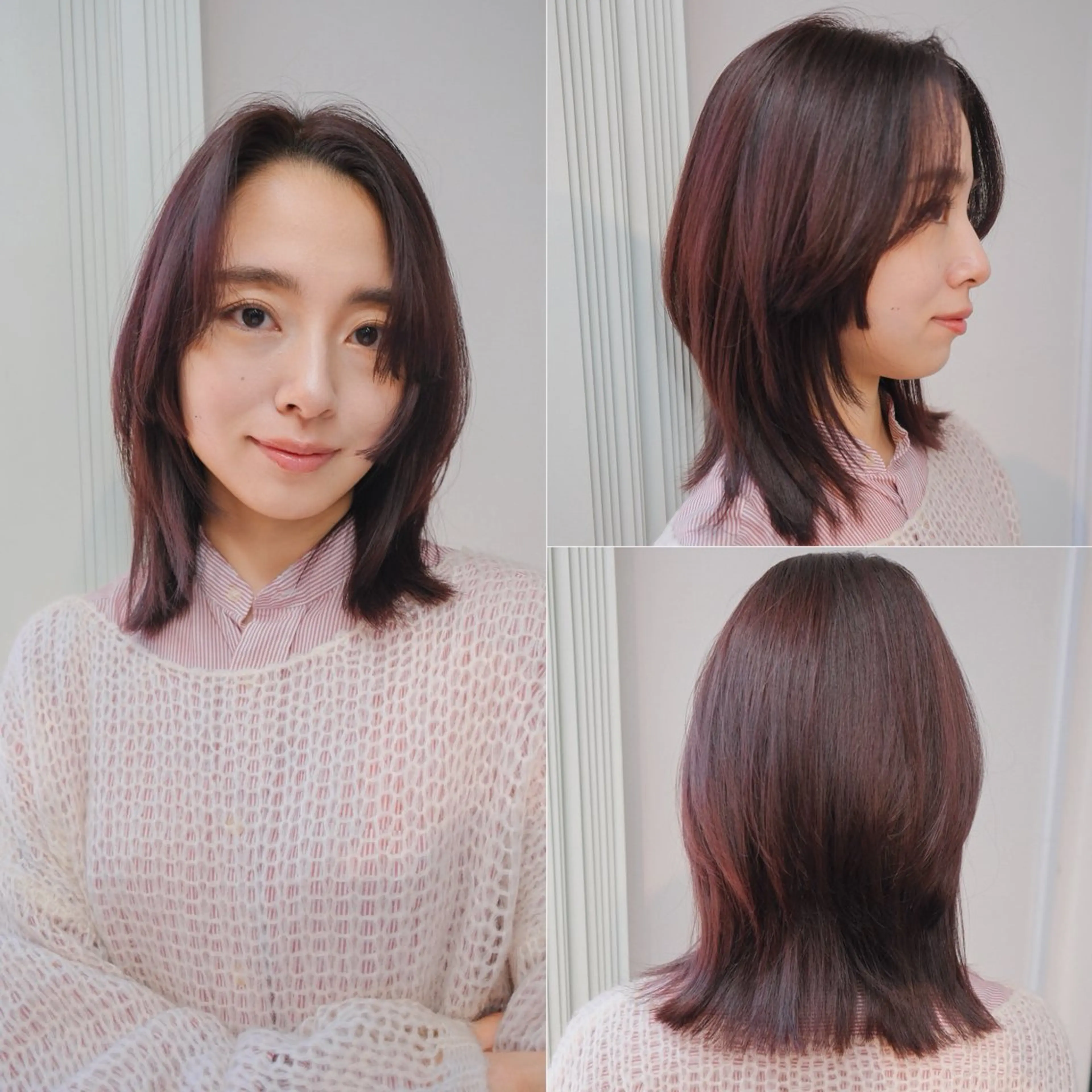 ミディアム レイヤーカット カット ヘアカラー ボブ/ミディアム 親しみやすさ/さくらのヘアスタイル