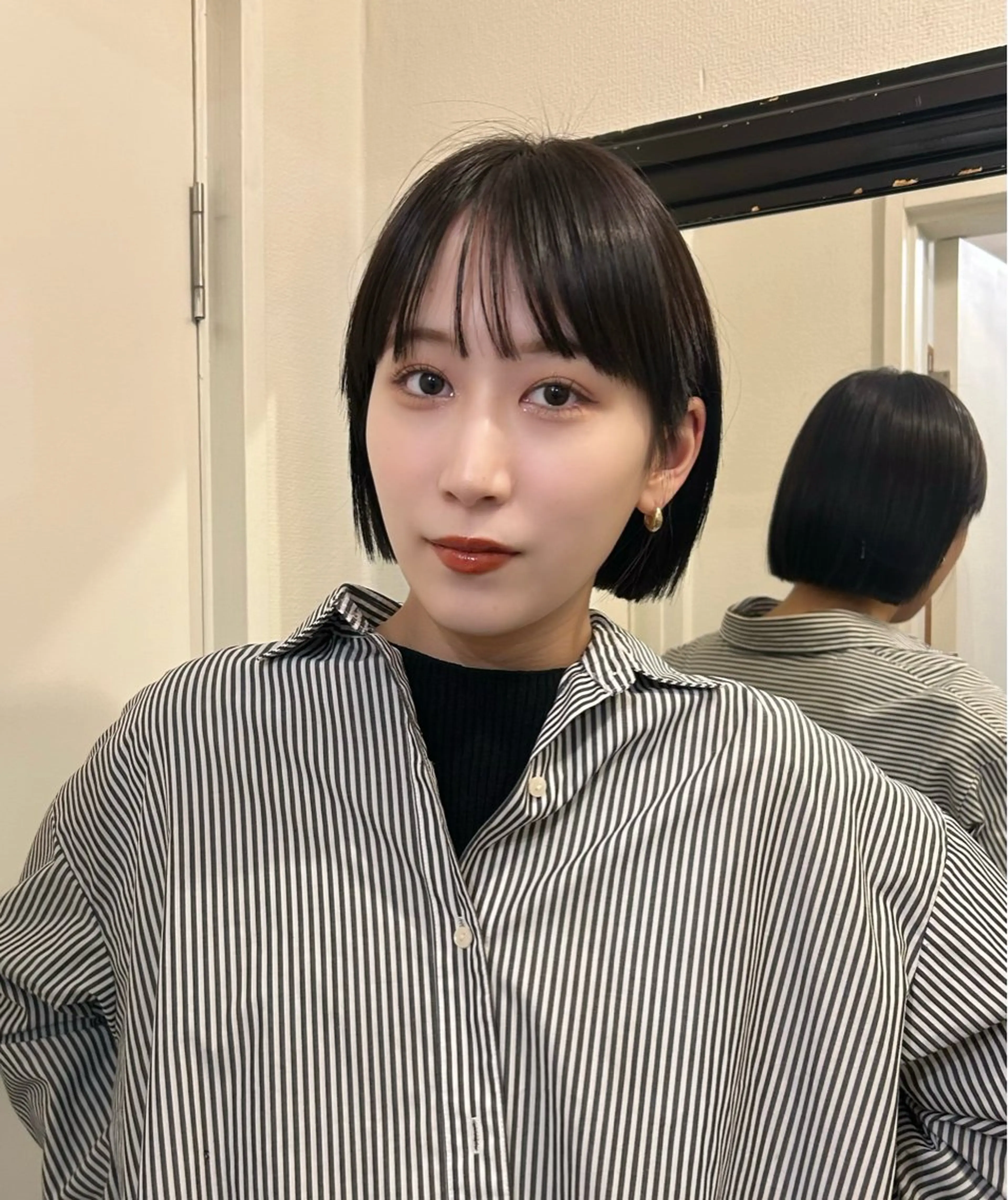 ショート 切りっぱなしボブ ボブ 韓国風ヘア tete nico所属・似合わせ/ヘアカラー nanami🌸のヘアスタイル