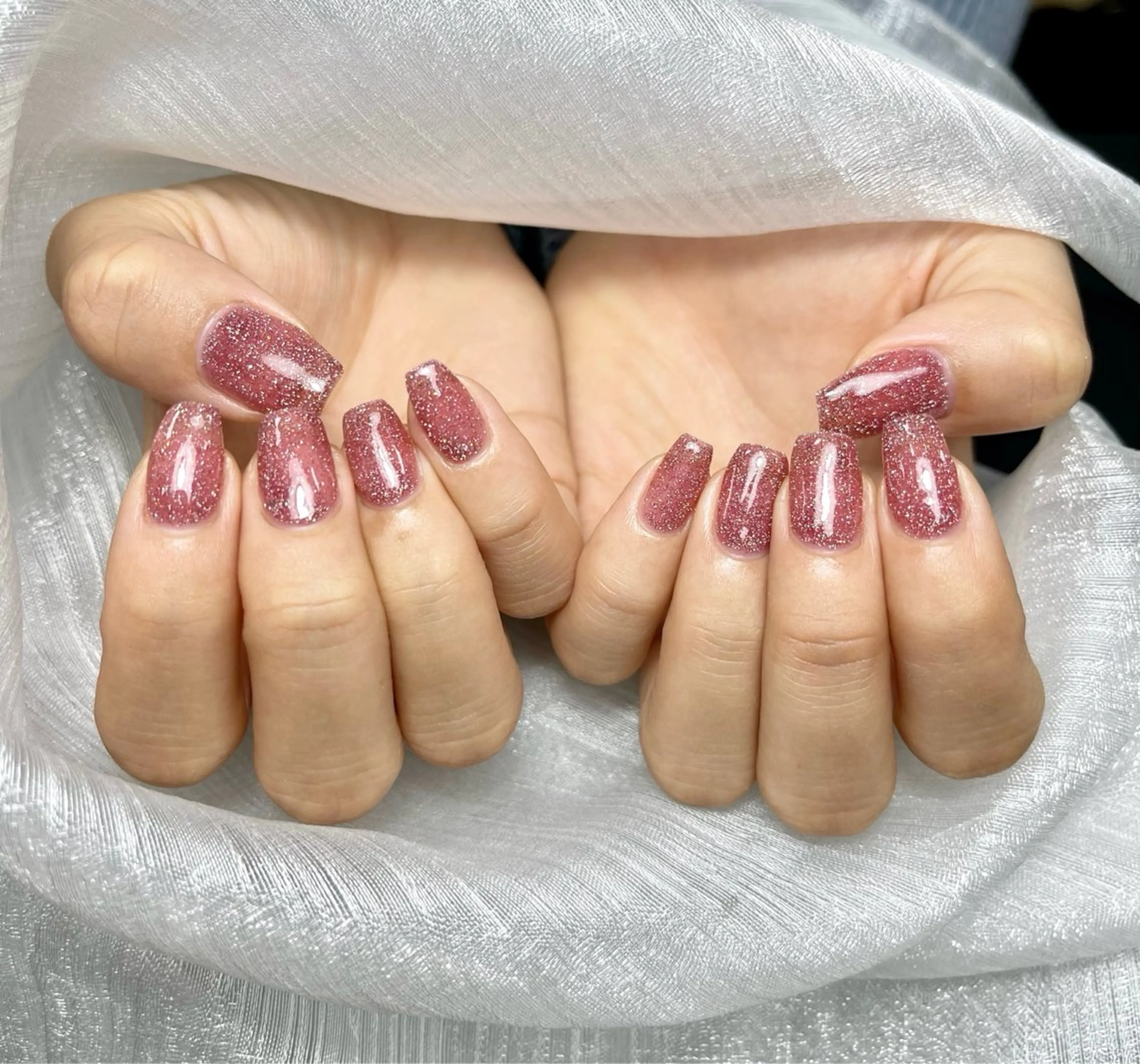 ネイル ラメ(グリッター) ワンカラーネイル ハンドネイル ハンドケア ⭐️Syu Rei⭐️のネイルデザイン