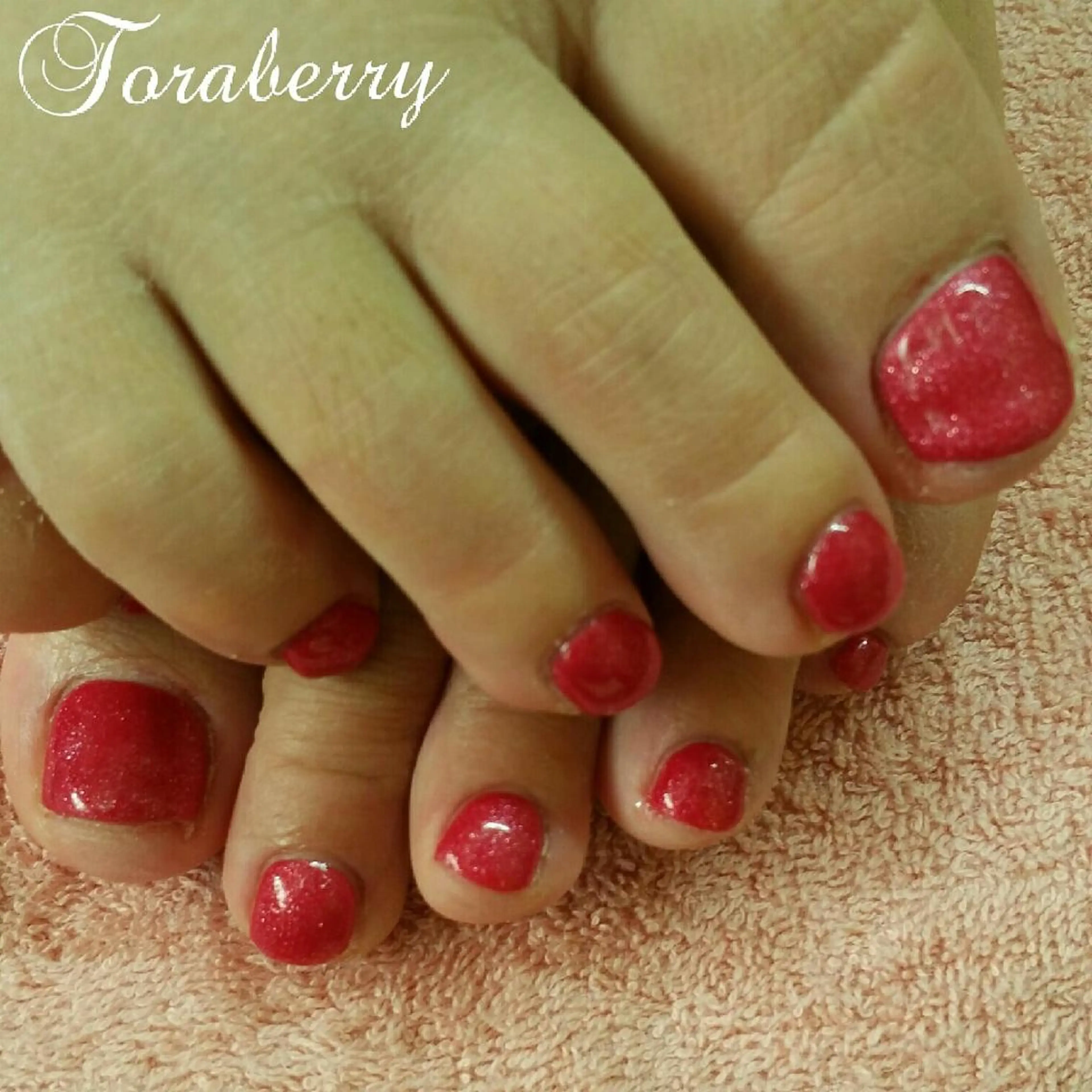 ネイル 赤色 フットネイル ネイリスト なつみのネイルデザイン