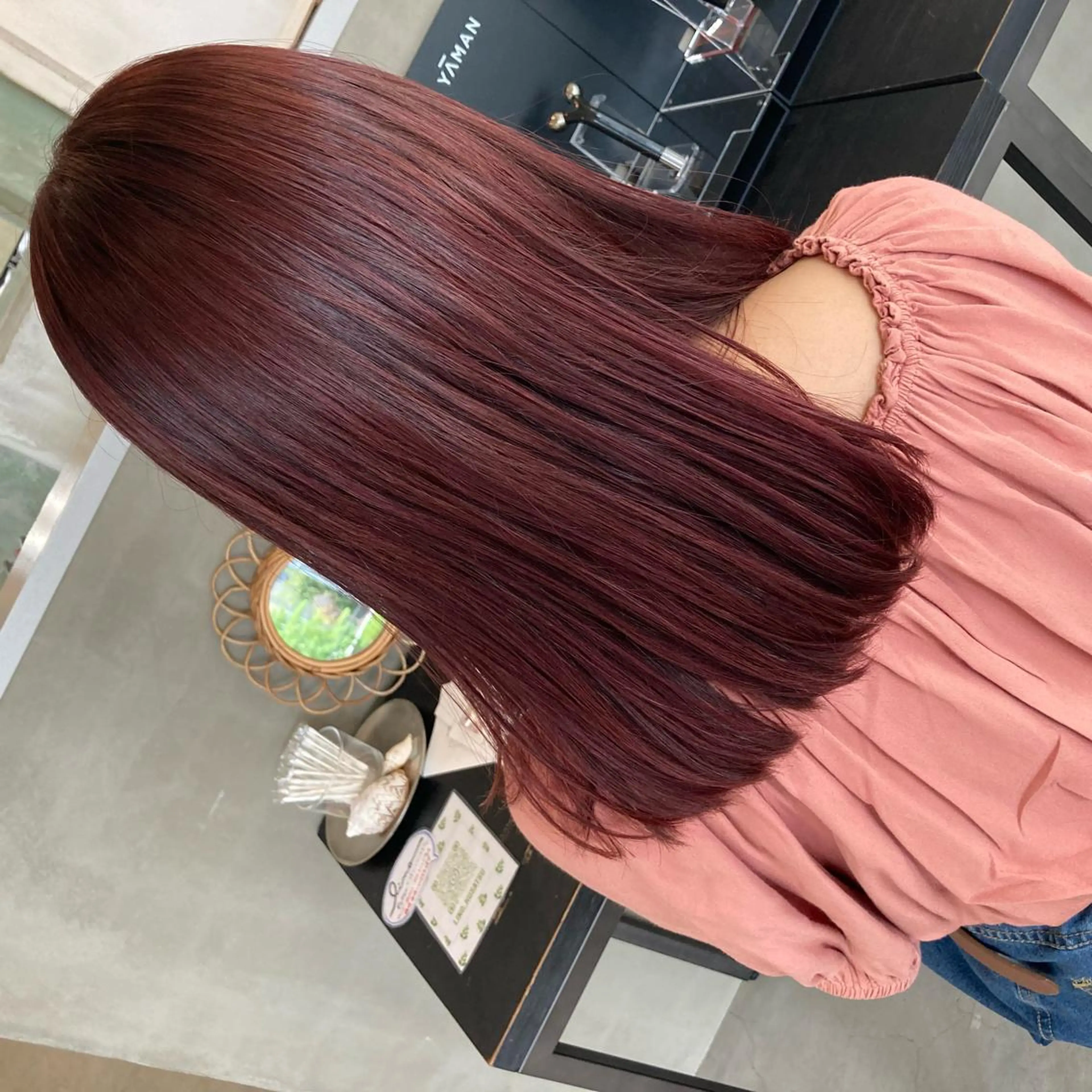 ミディアム カラー ピンクカラー ヘアカラー 渡辺 優のヘアスタイル