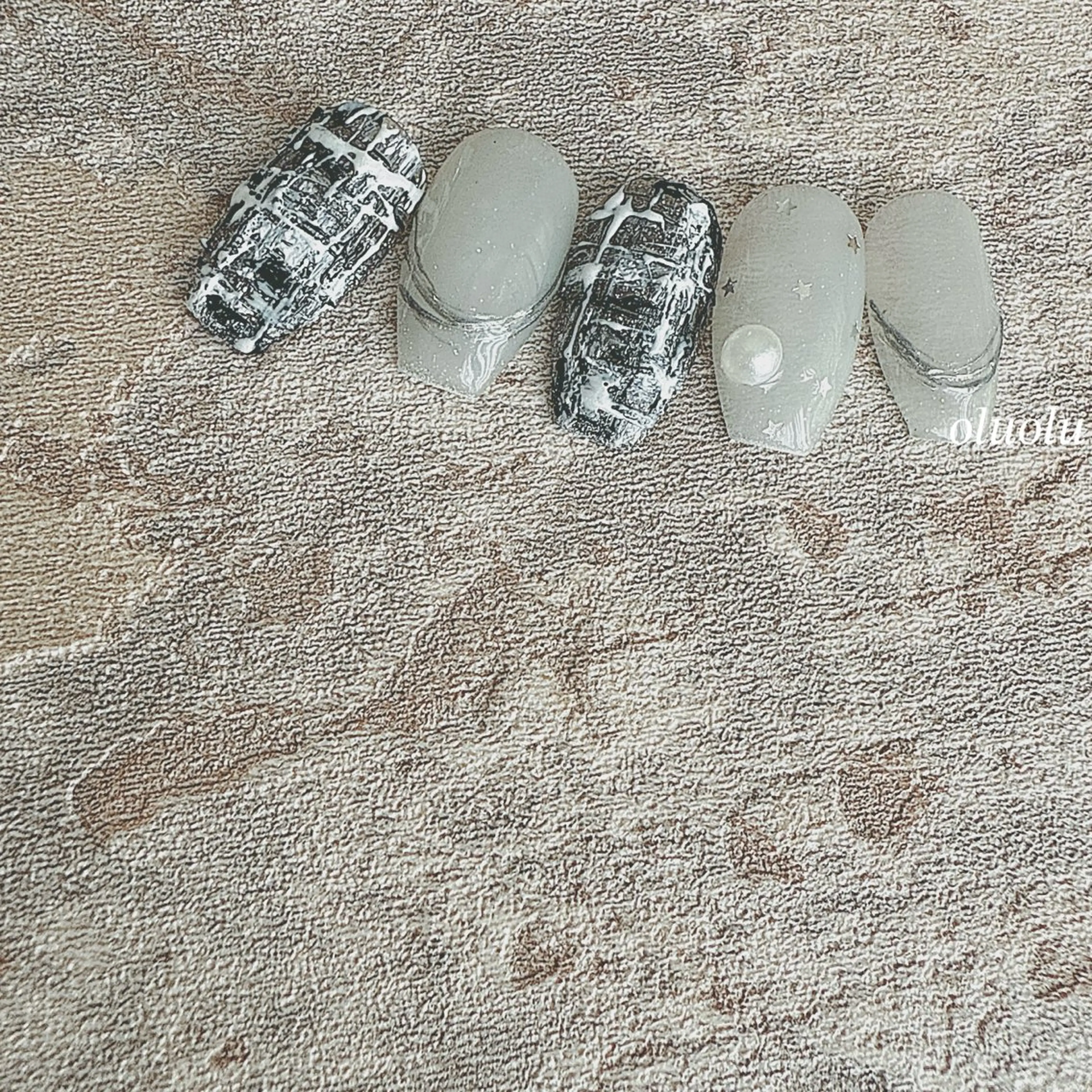 ネイル アートネイル フラッシュネイル マグネットネイル ニュアンスネイル ツイードネイル ハンドネイル 大村 紬華のネイルデザイン