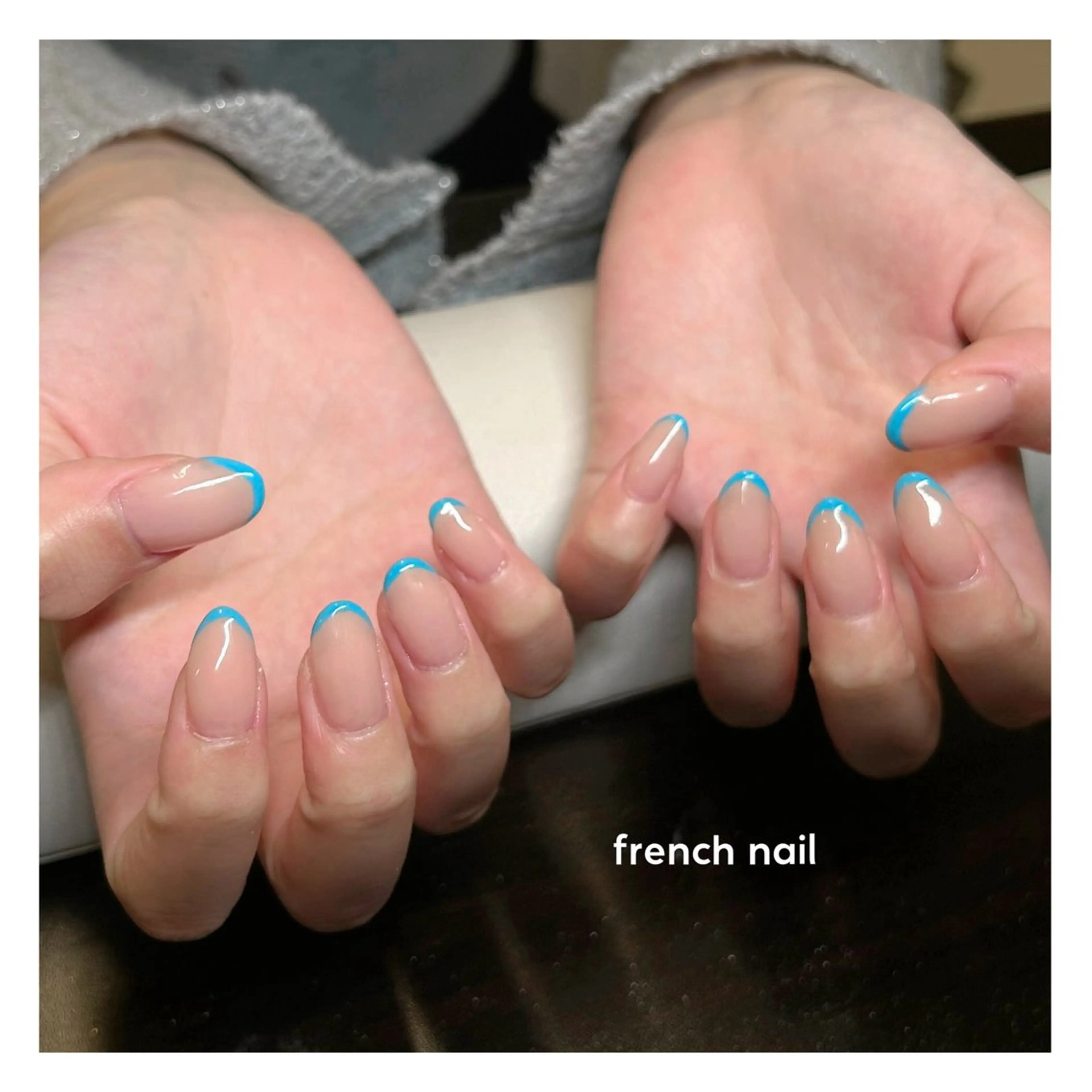 ネイル ブルー フレンチネイル ハンドネイル ⭐︎ seira ⭐︎のマツエク・マツパデザイン