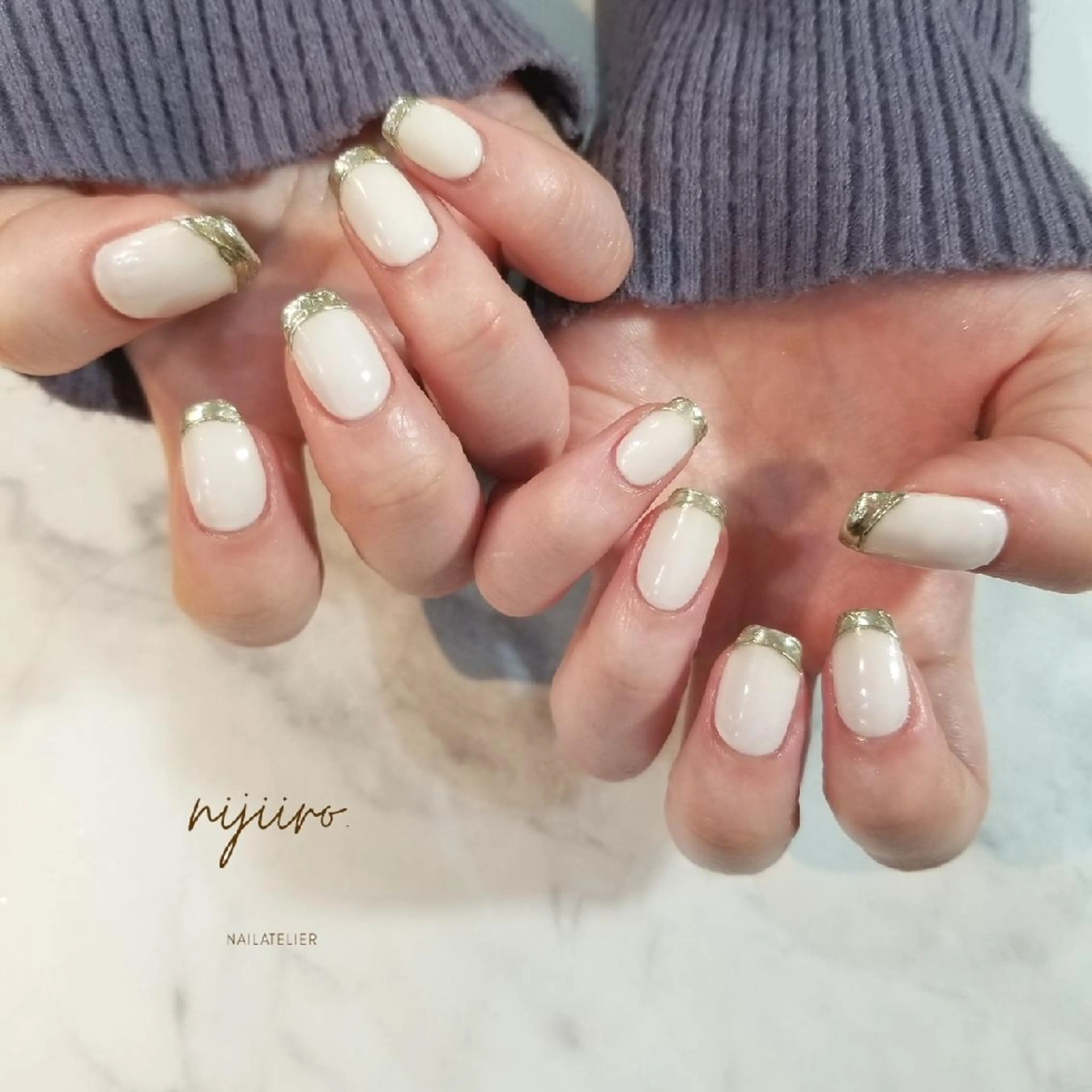 ネイル フレンチネイル ミラーネイル ハンドネイル nailatelier nijiiro.所属・nijiiro🌈 サトウのネイルデザイン