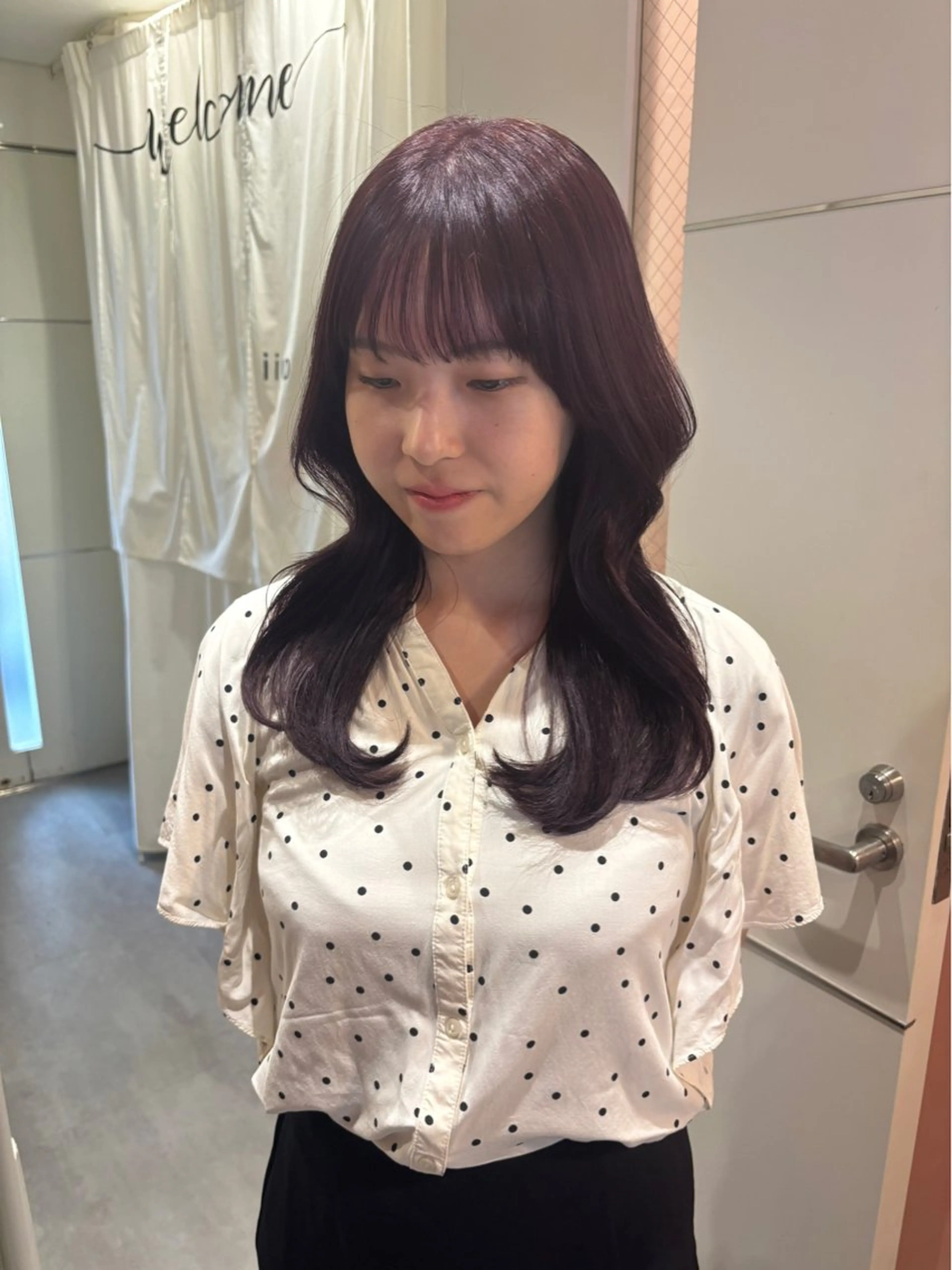 ミディアム カラー ヘアアレンジ グレージュ ラベンダーカラー ラベンダーグレージュ ラベンダーグレー ヘアカラー 女性専用サロンiiro【イロ】所属・【韓国ヘア/透明感 カラー】makotoのヘアスタイル