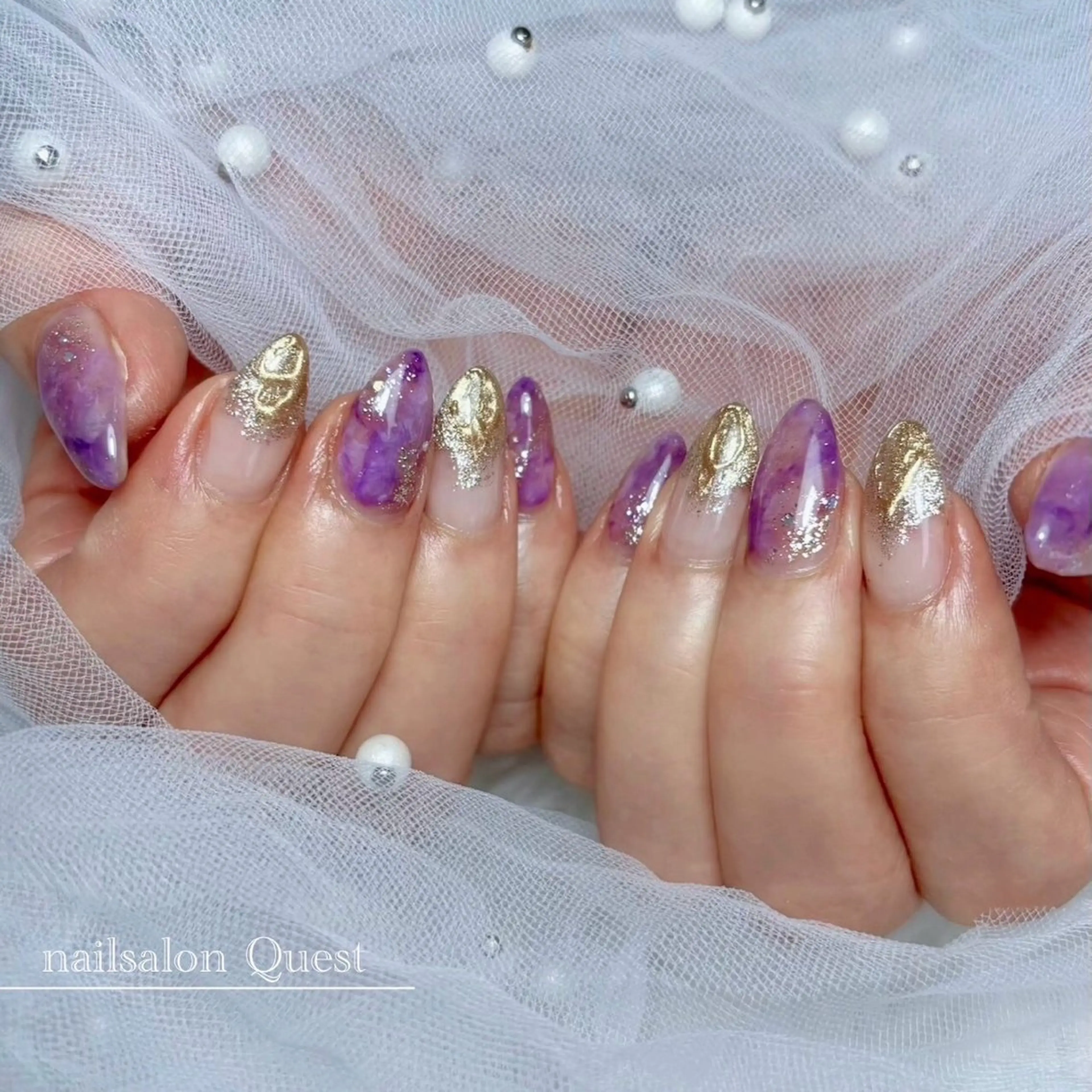 ネイル ゴージャス ニュアンスネイル パープル 春ネイル nailsalon Questのネイルデザイン