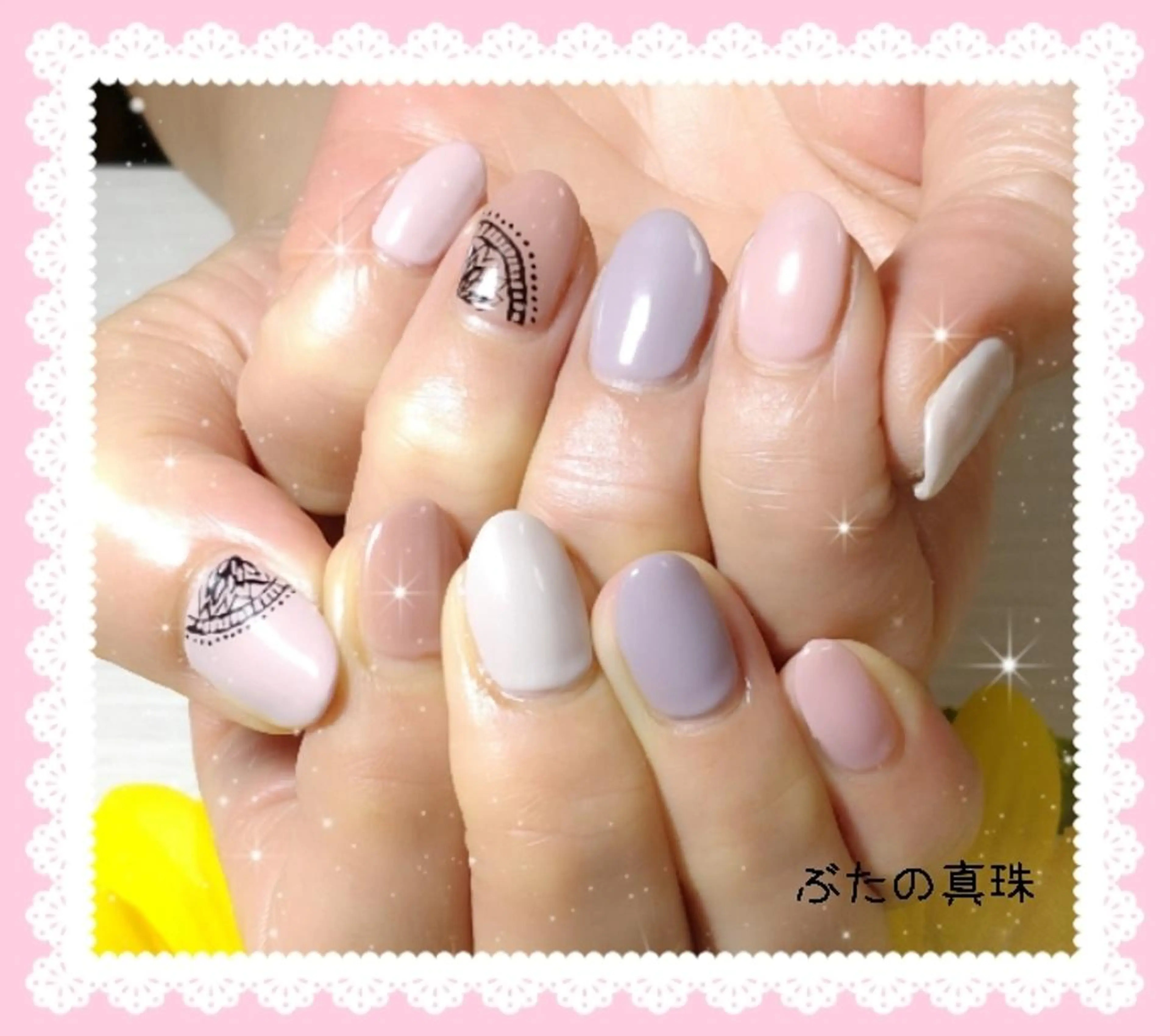 ネイル レース ワンカラーネイル ハンドネイル 林 珠里のネイルデザイン