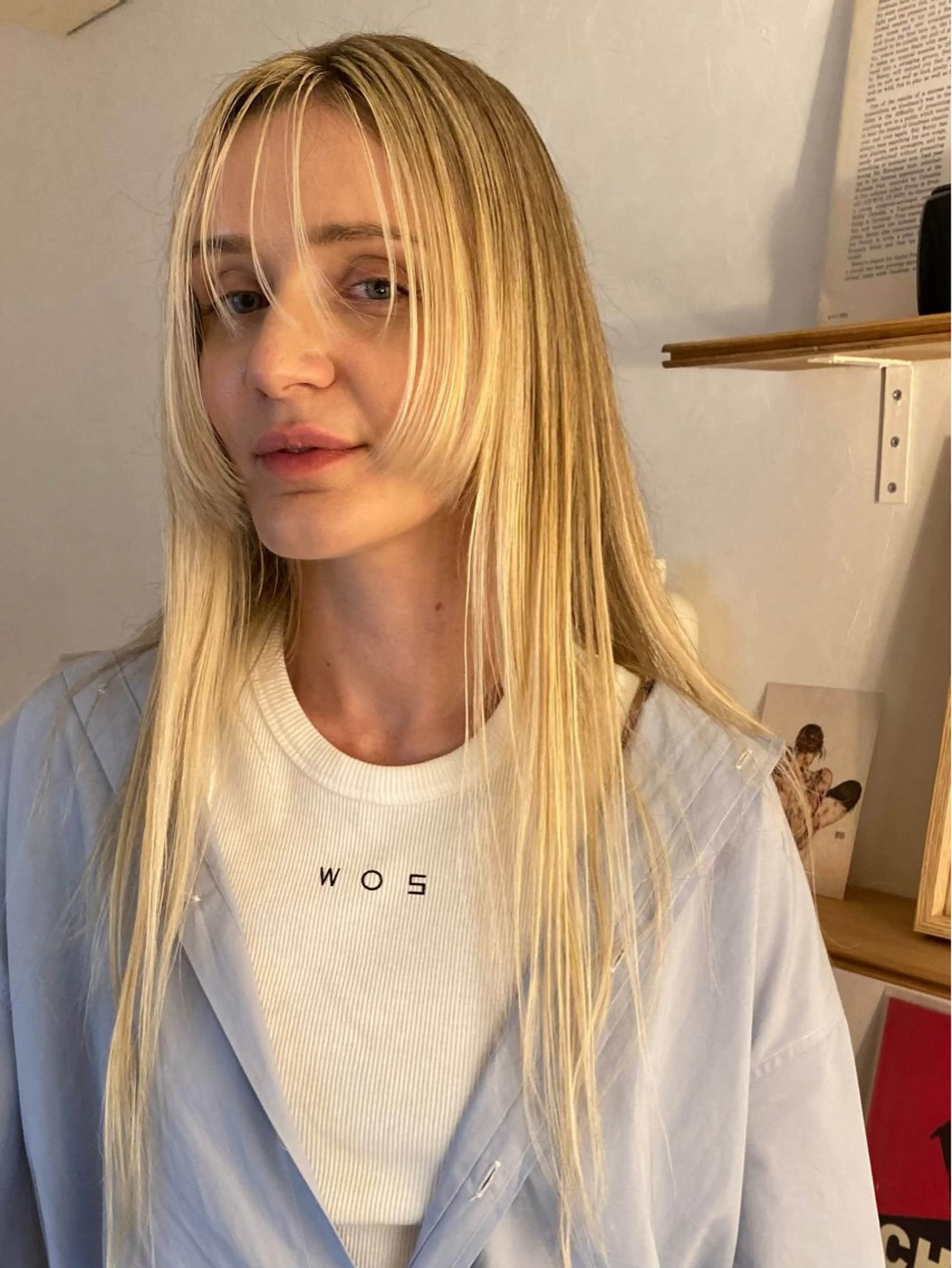 ロング カラー ブロンド ホワイトブロンド 姫カット カット ヘアカラー トリートメント 森貴裕/ベージュ/ パーマ/オリーブのヘアスタイル