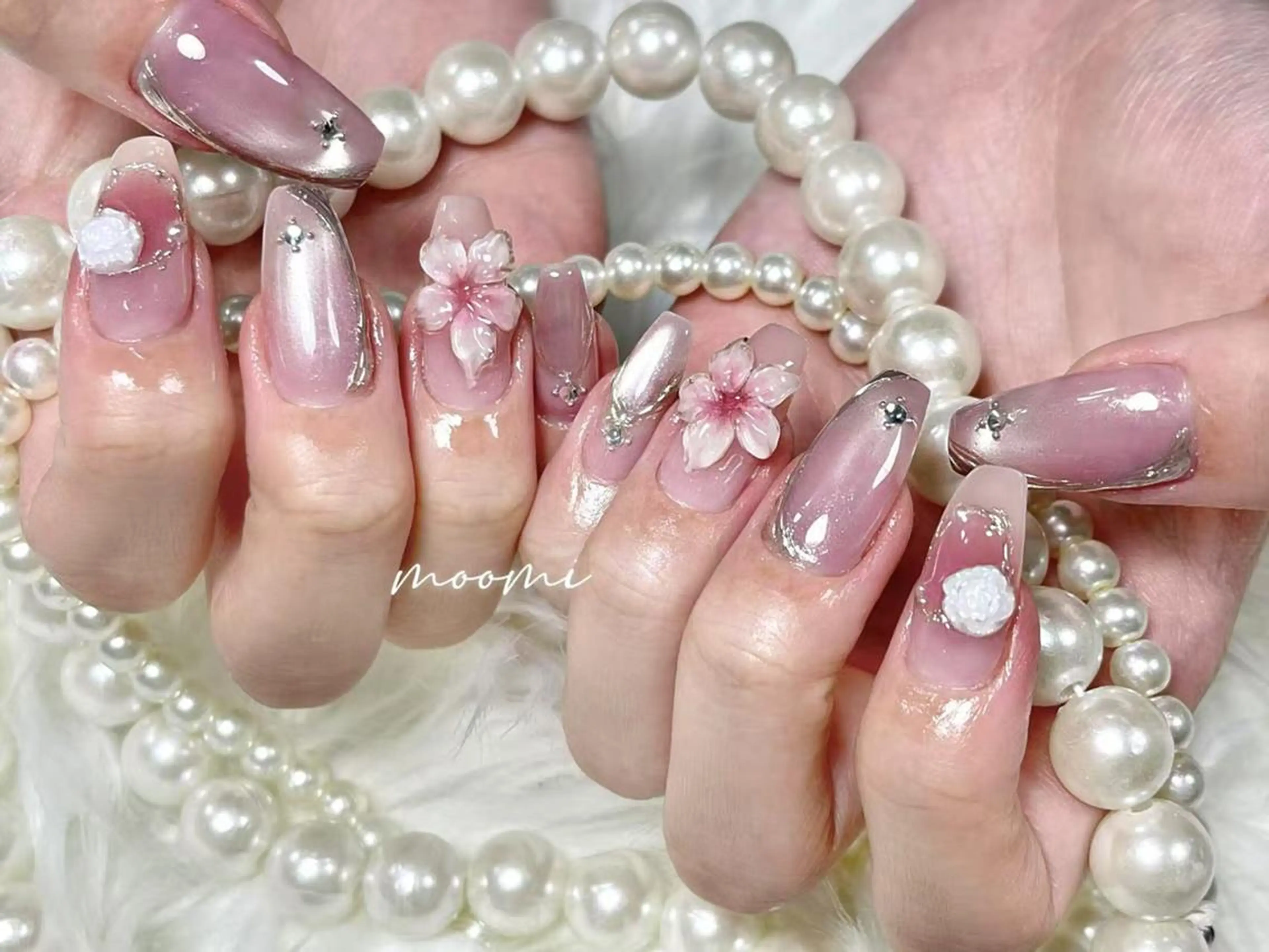 ネイル 長さ出し ジェルネイル グラデーション 韓国ネイル マグネットネイル moomi nail スカルプ専門のネイルデザイン