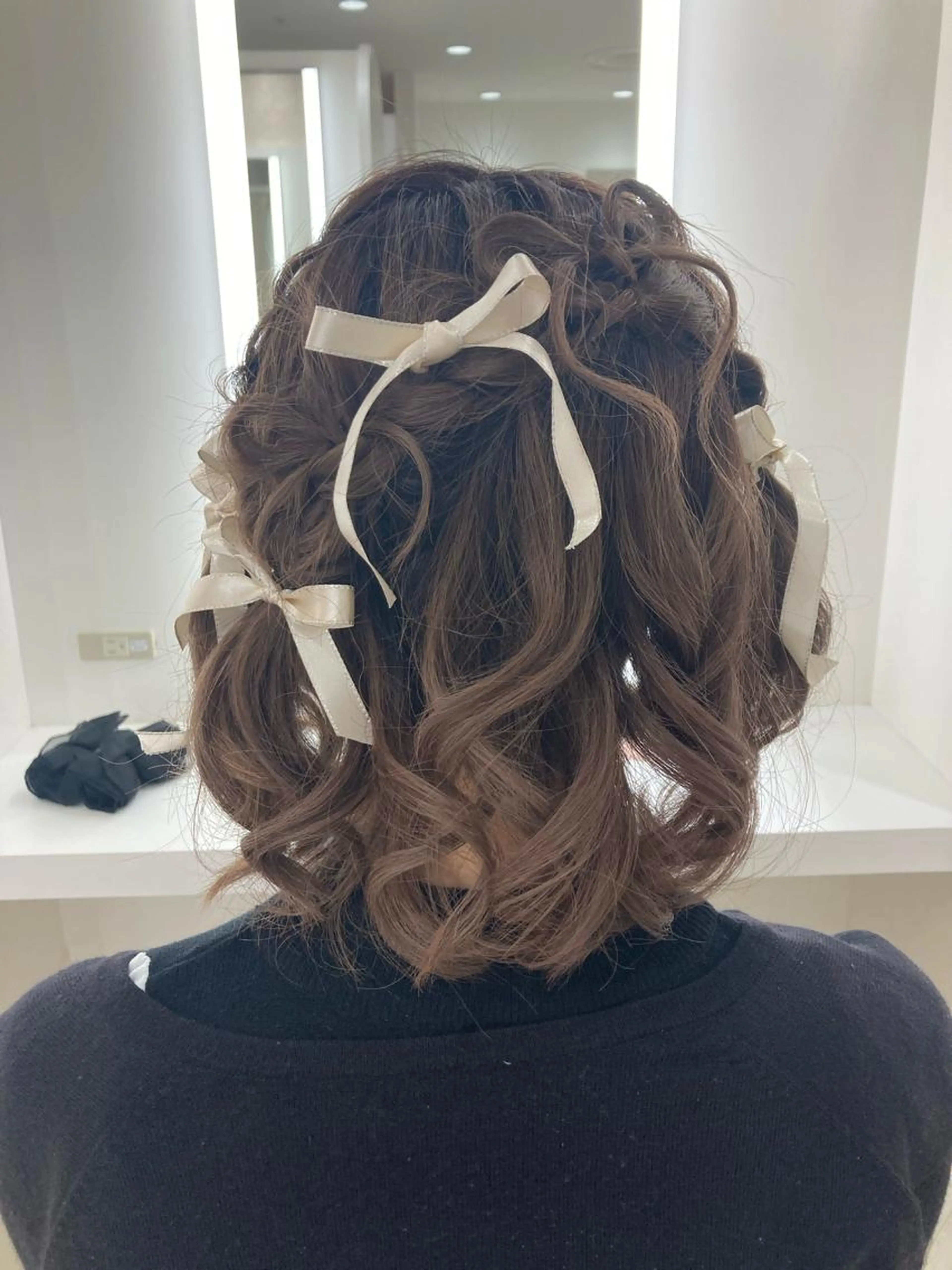 全日朝​〜​🆗量産型ヘアセット🎀（お花、リボン、ハート、編み込みカチューシャ、ツイン団子など）※8時より前は＋1000円の写真