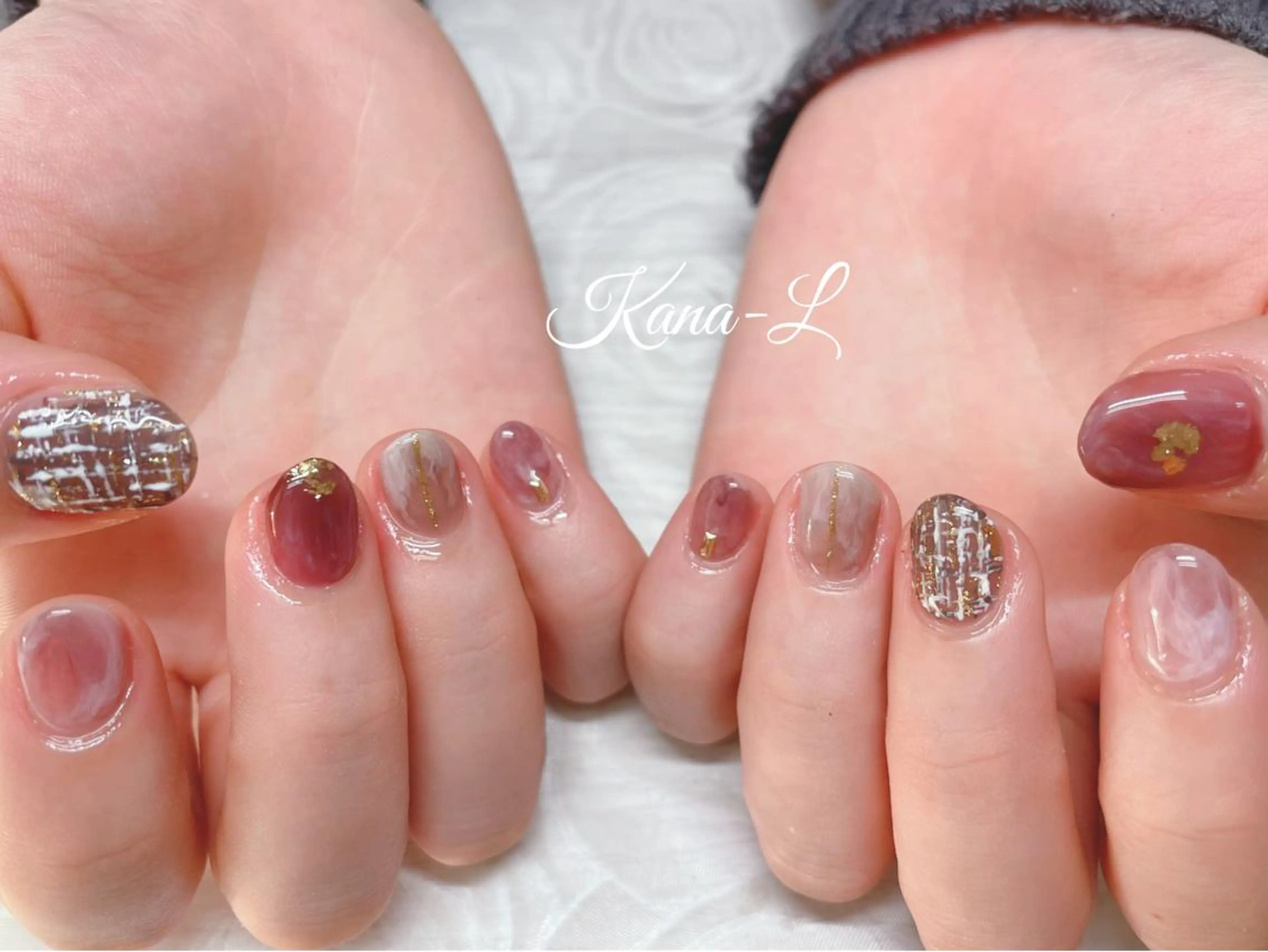 カラー ネイル ジェルネイル ニュアンスネイル パラジェル ツイードネイル 芦辺 香奈のネイルデザイン