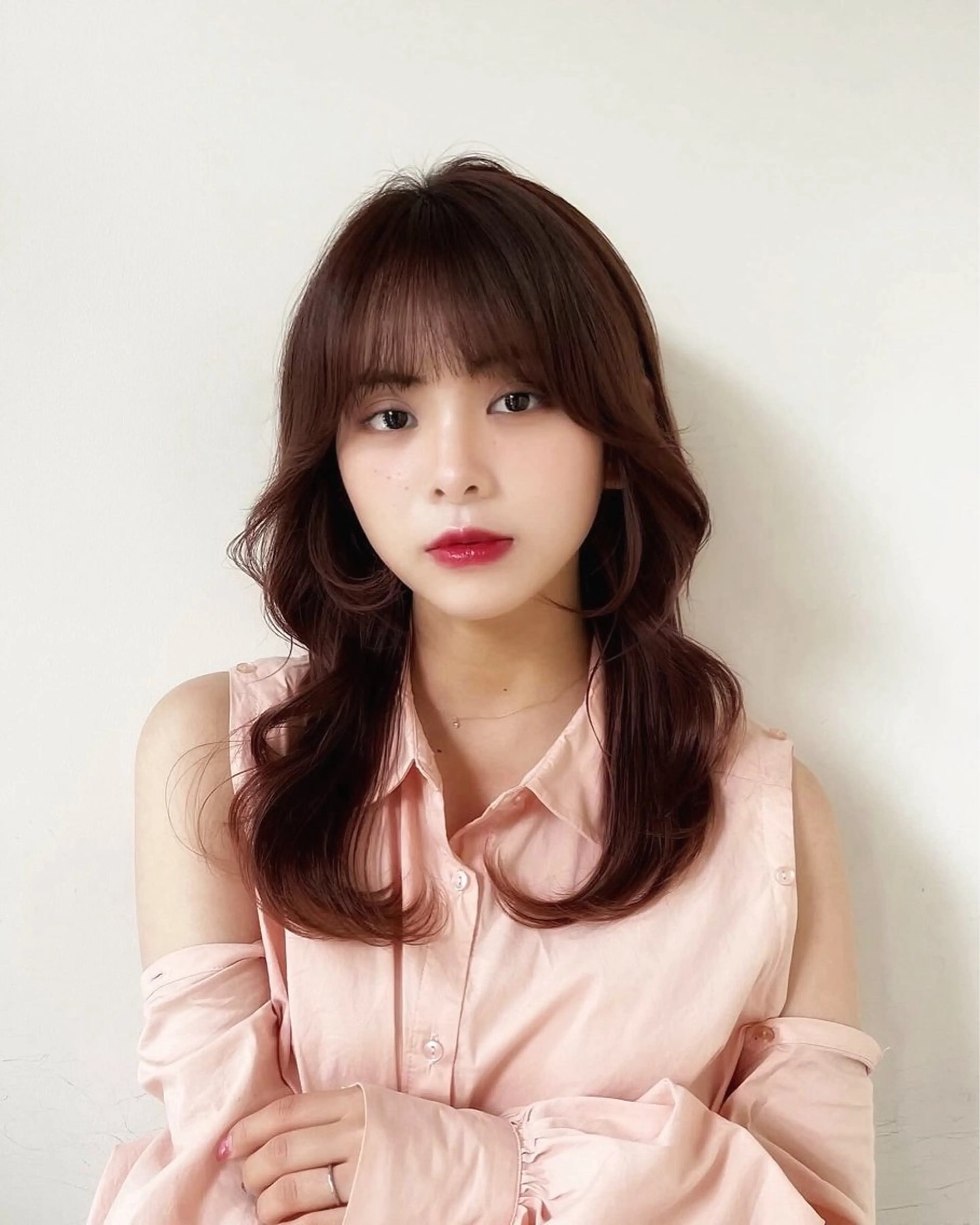 ミディアム カラー ブラウンカラー ピンクカラー ピンクブラウン くびれヘア レイヤーカット カット ヘアカラー トリートメント ❤️ショートカット ・顔周りカット❤️のヘアスタイル