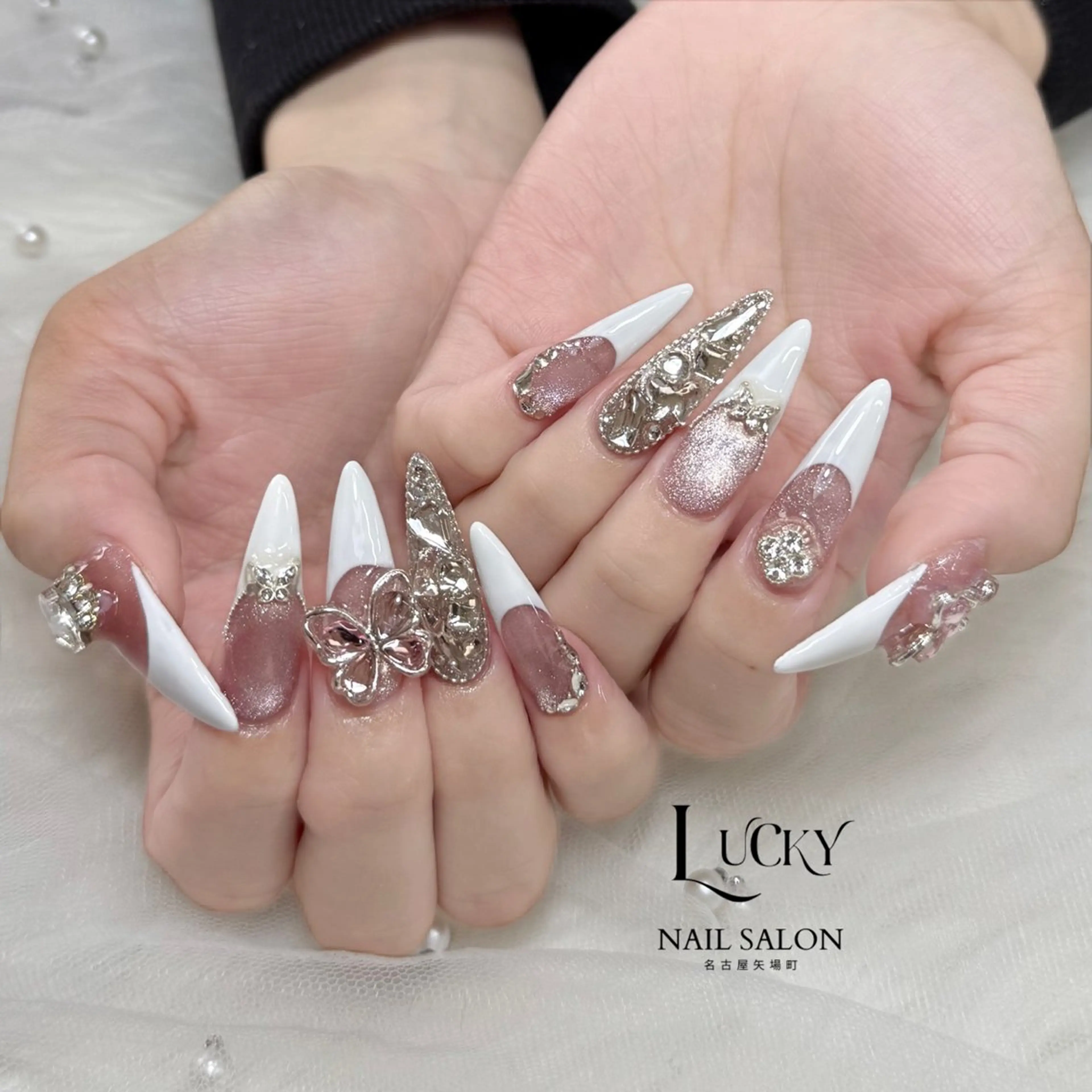 ネイル アートネイル ジェルネイル ロングネイル 持ち込み シンプルネイル ハンドネイル Lucky Nail Salon所属・Lucky Nail Salonのネイルデザイン
