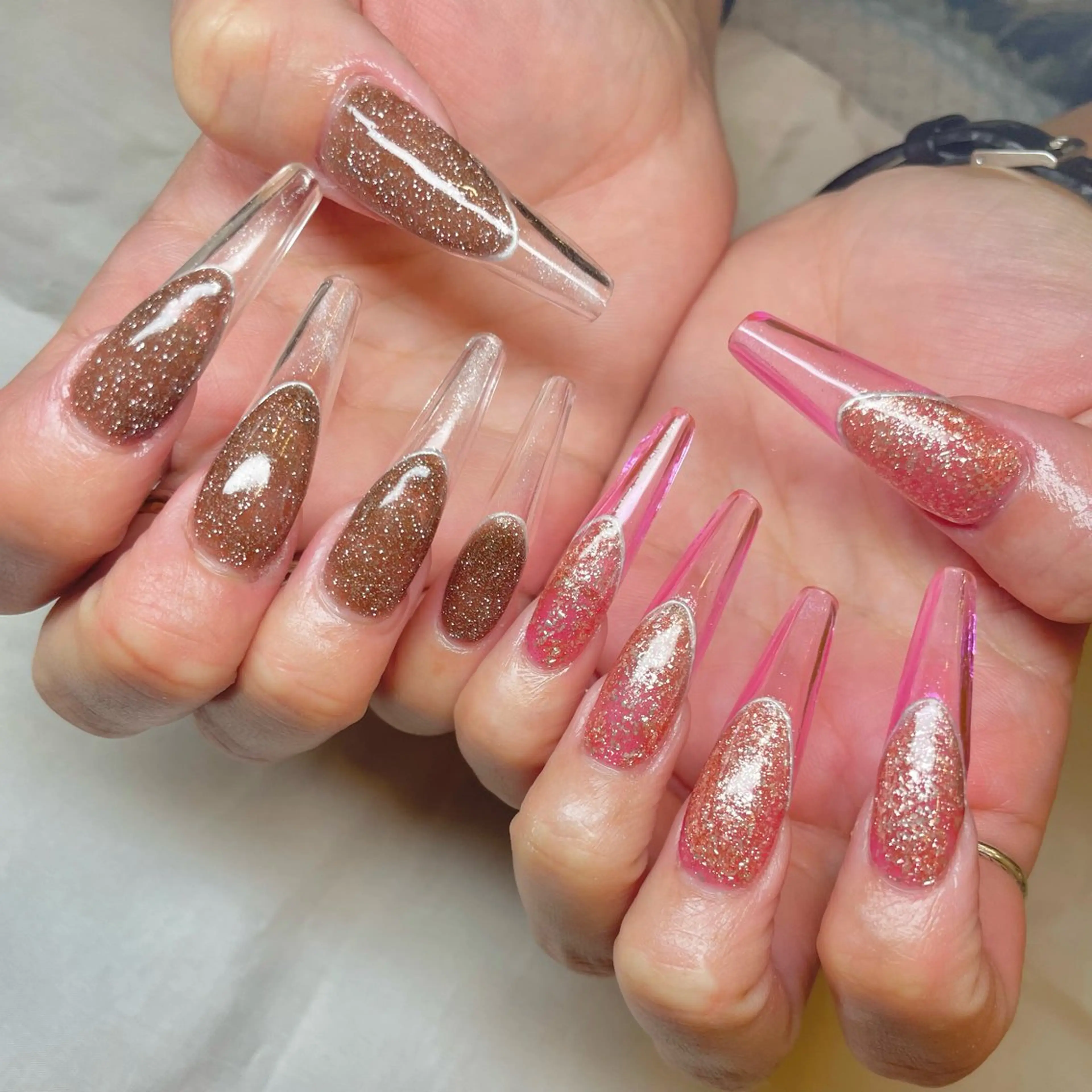 メンズ ネイル クリアネイル 長さ出し フレンチネイル nail&eye Aoのマツエク・マツパデザイン