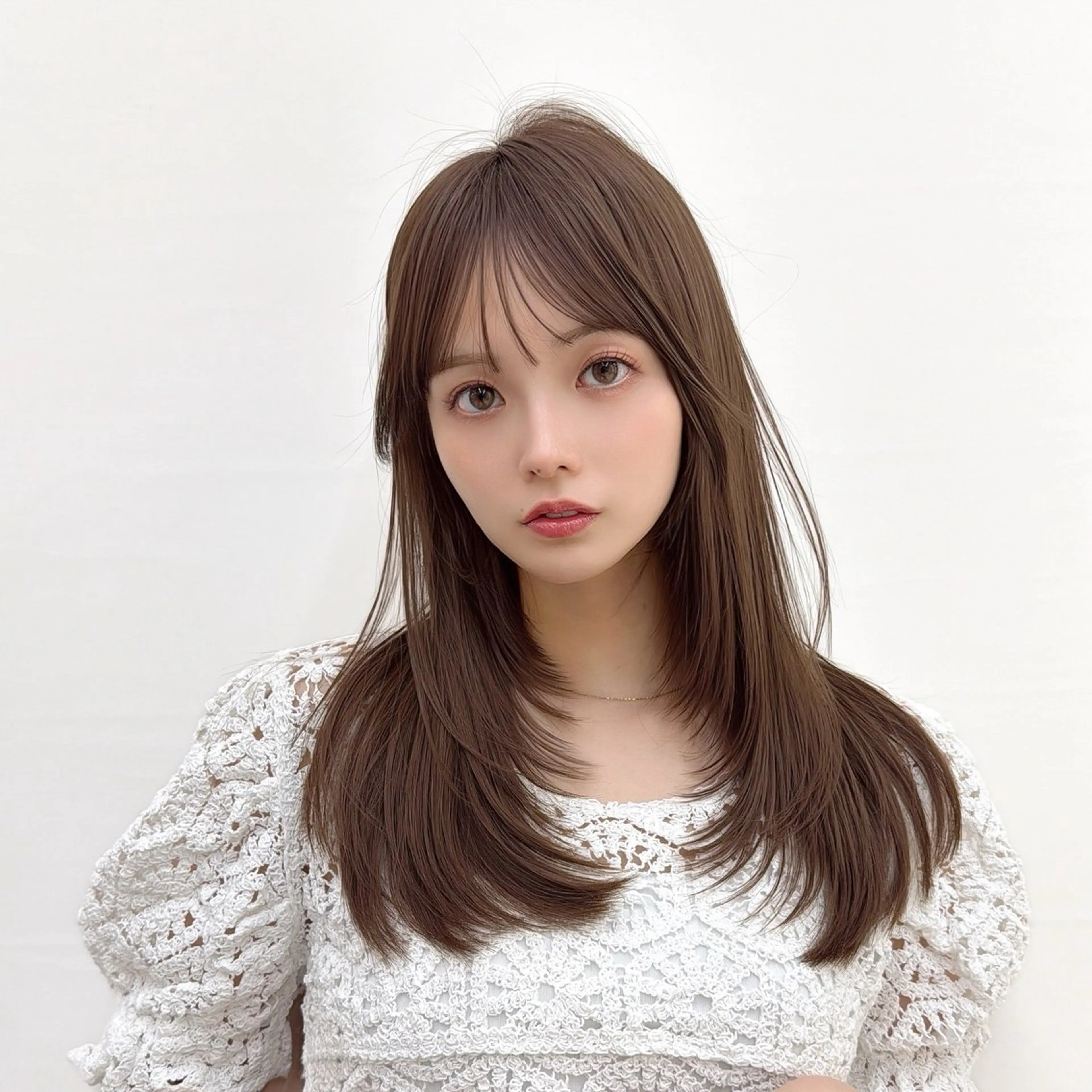 セミロング くびれヘア 顔周りカット 韓国風ヘア レイヤーカット 小顔カット レイヤーカット/ 顔まわり/アオイのヘアスタイル