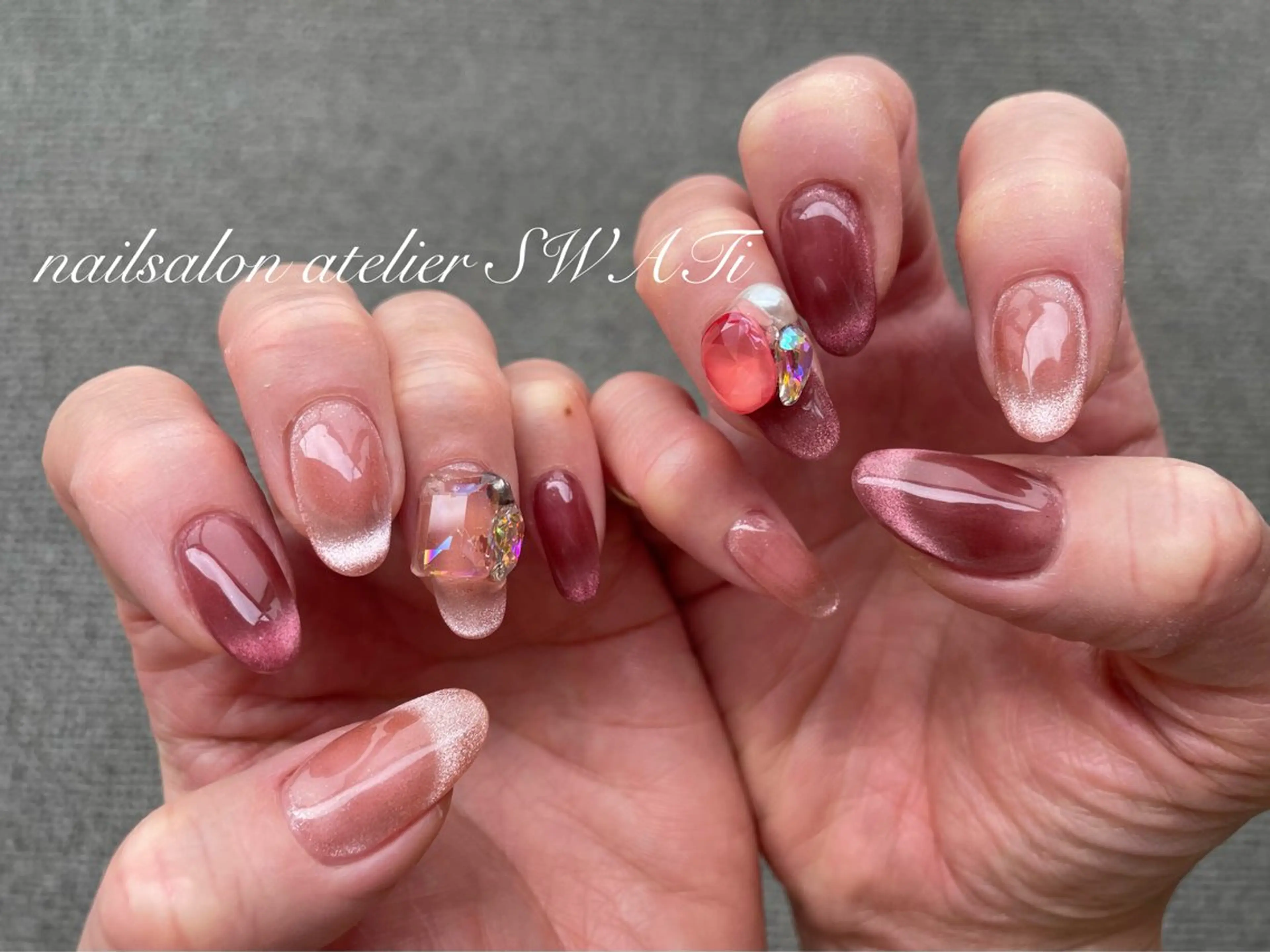 ネイル フレンチネイル マグネットネイル マグネットフレンチ ハンドネイル ヘアーサロン大野所属・nailsalon SWATiのネイルデザイン