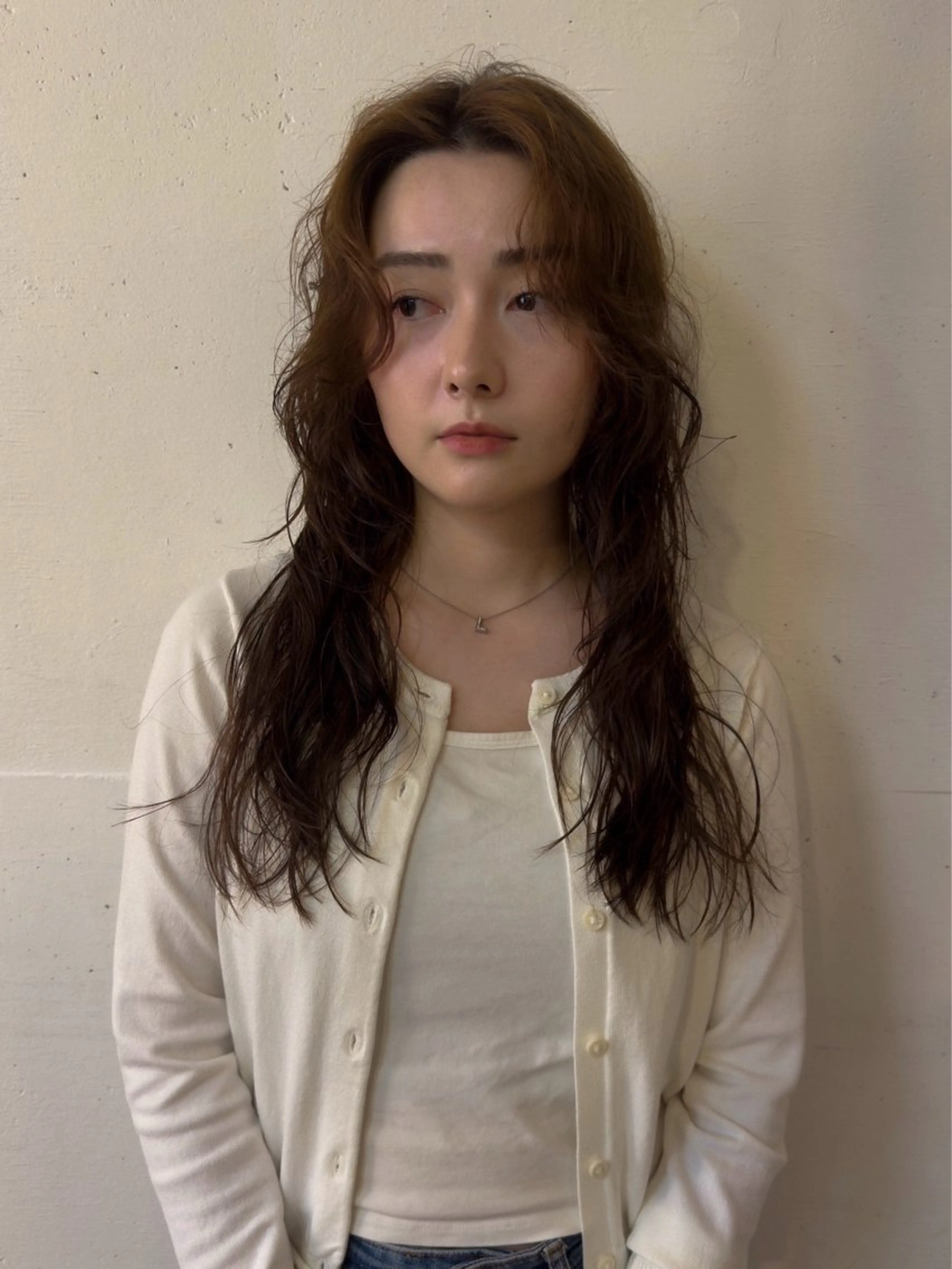 ロング 顔周りカット riko*.+ﾟ 韓国風パーマのヘアスタイル