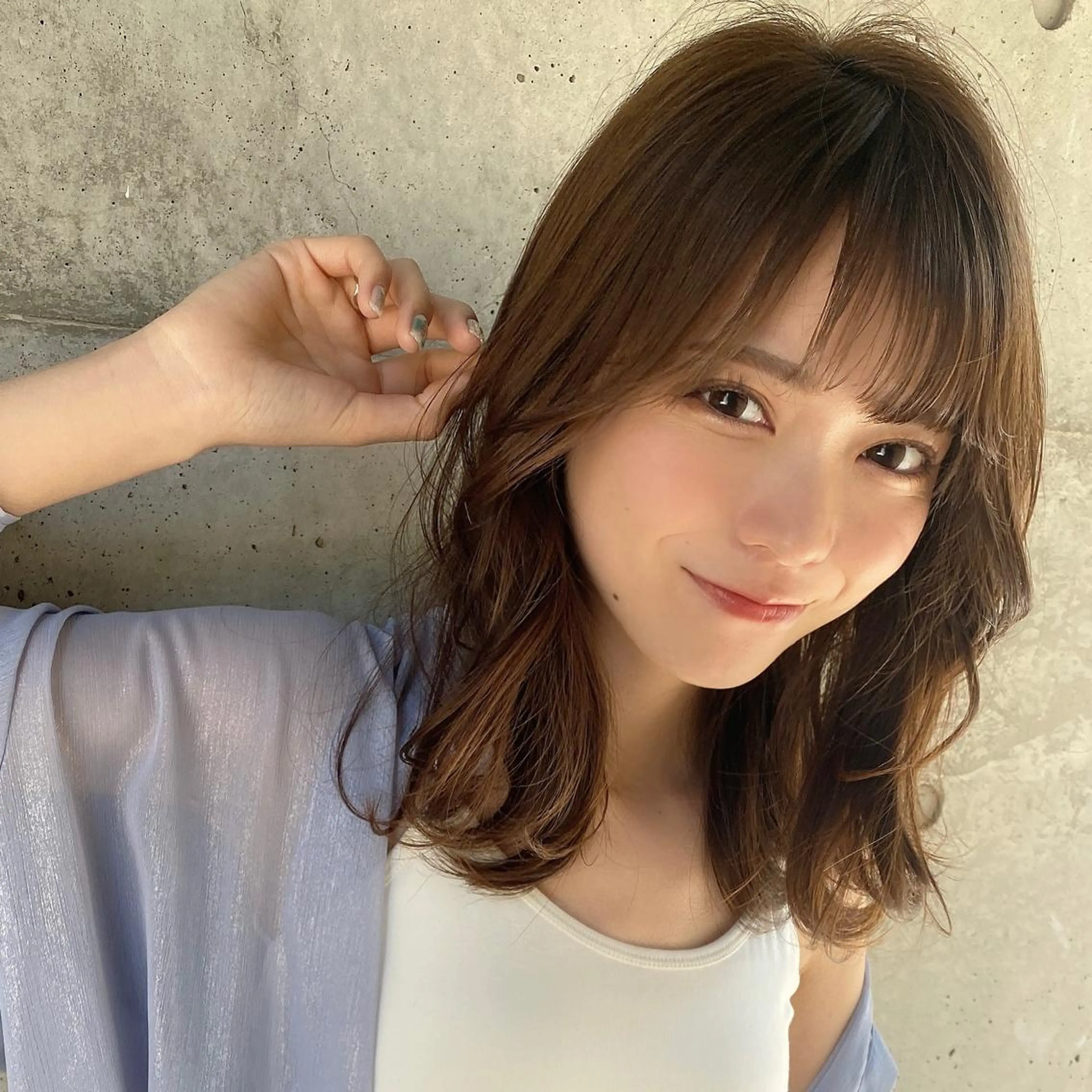 ミディアム くびれヘア レイヤーカット ヘアカラー トリートメント 🧡くびれヘア/前髪 顔周り🧡久原結衣のヘアスタイル