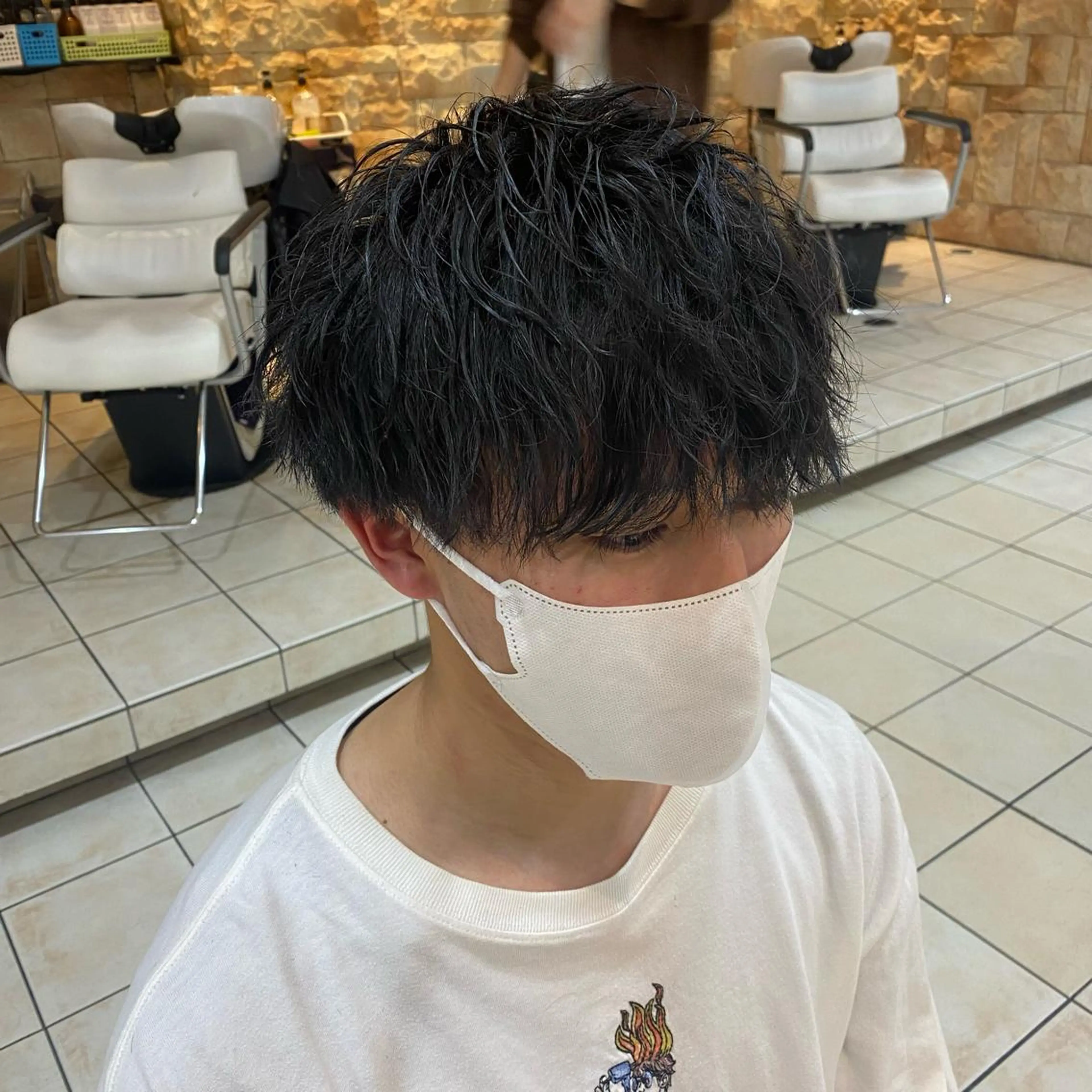 パーマ メンズ カット ヘアカラー メンズパーマ/ メッシュ😎タクミのヘアスタイル