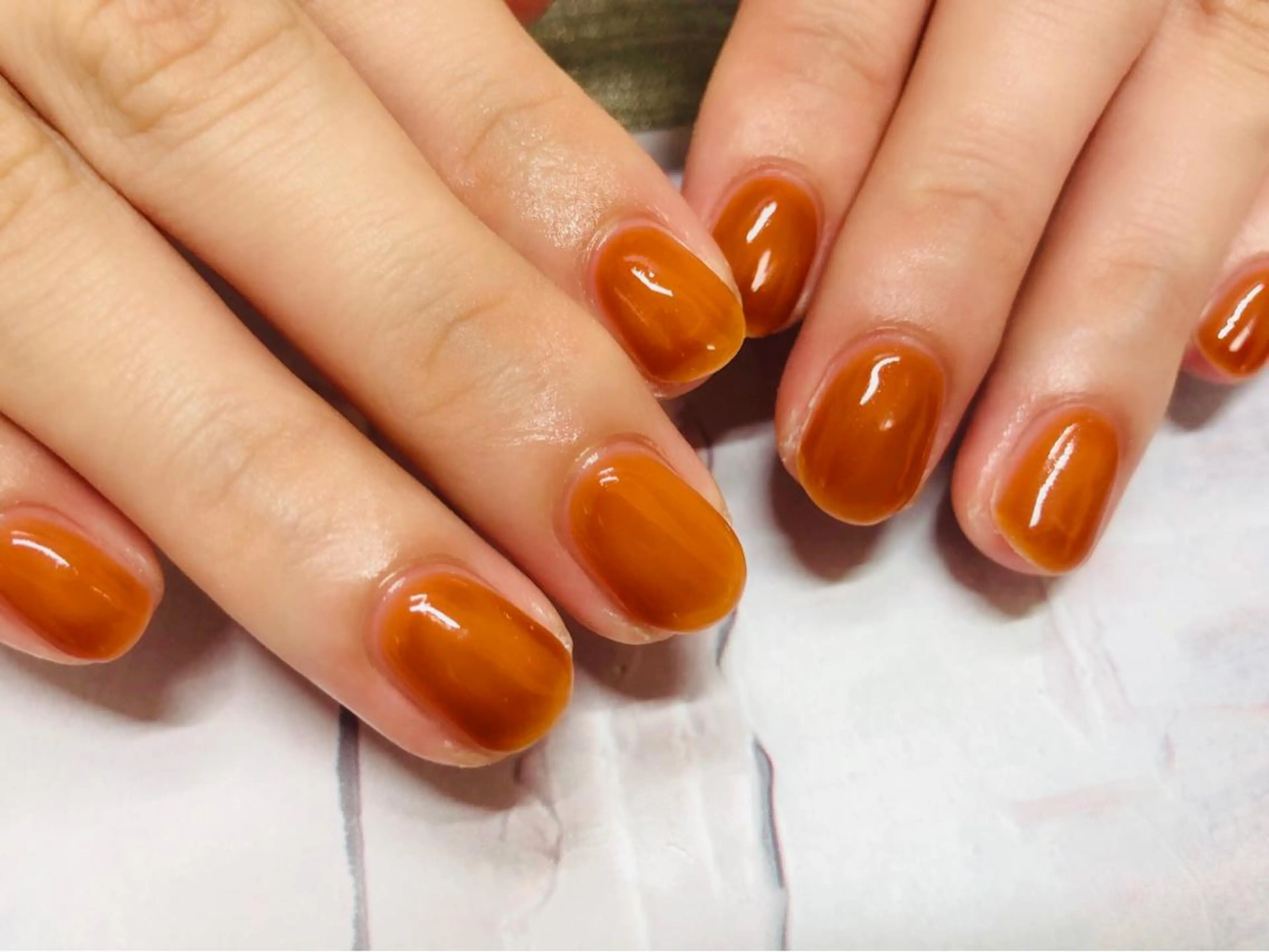 ネイル ブラウン クリアネイル 氷ネイル・うるうるネイル ハンドネイル Mogu nail 二子玉川のネイルデザイン