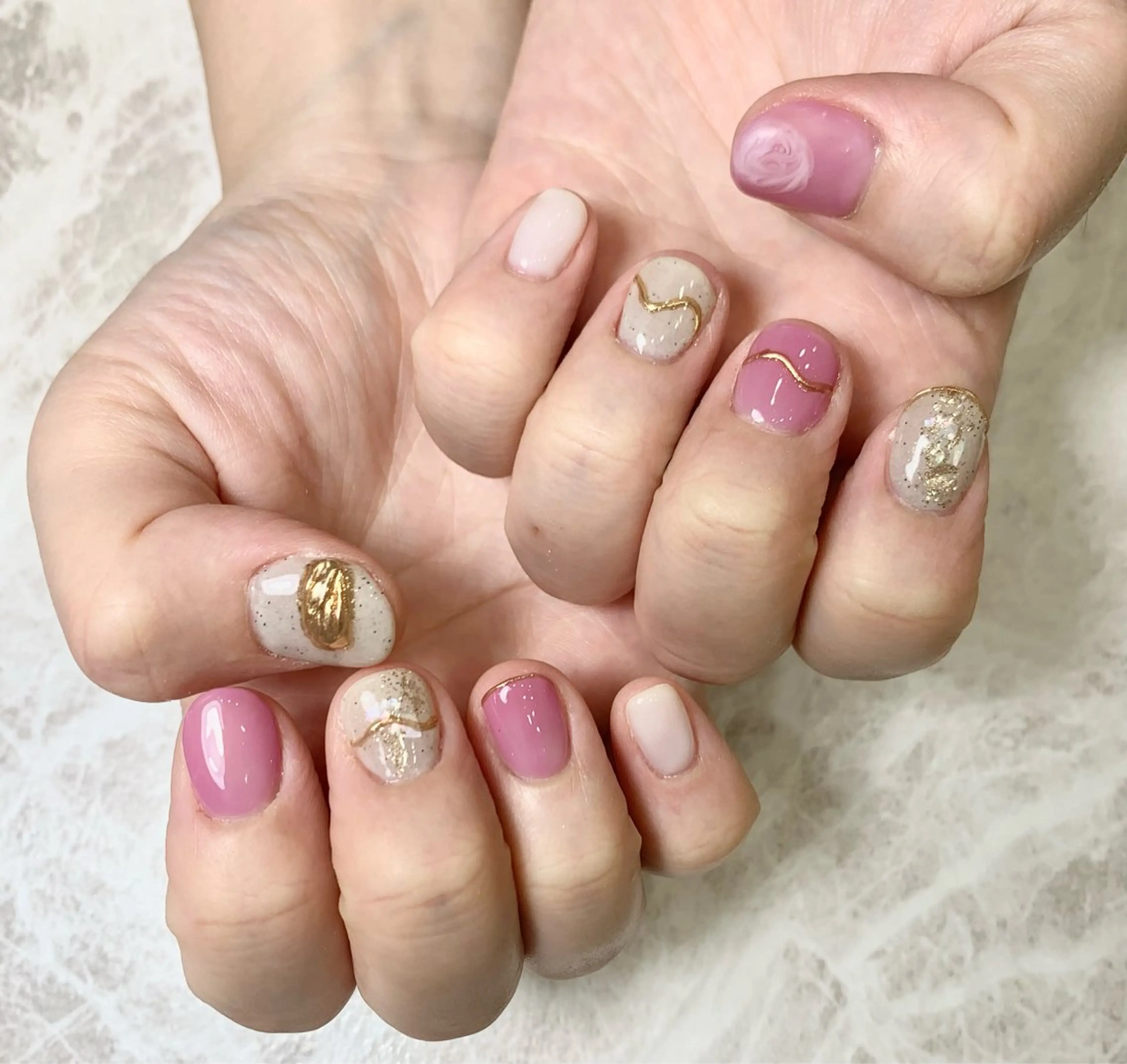 ネイル 持ち込み ニュアンスネイル ピンク PINO 安田のネイルデザイン